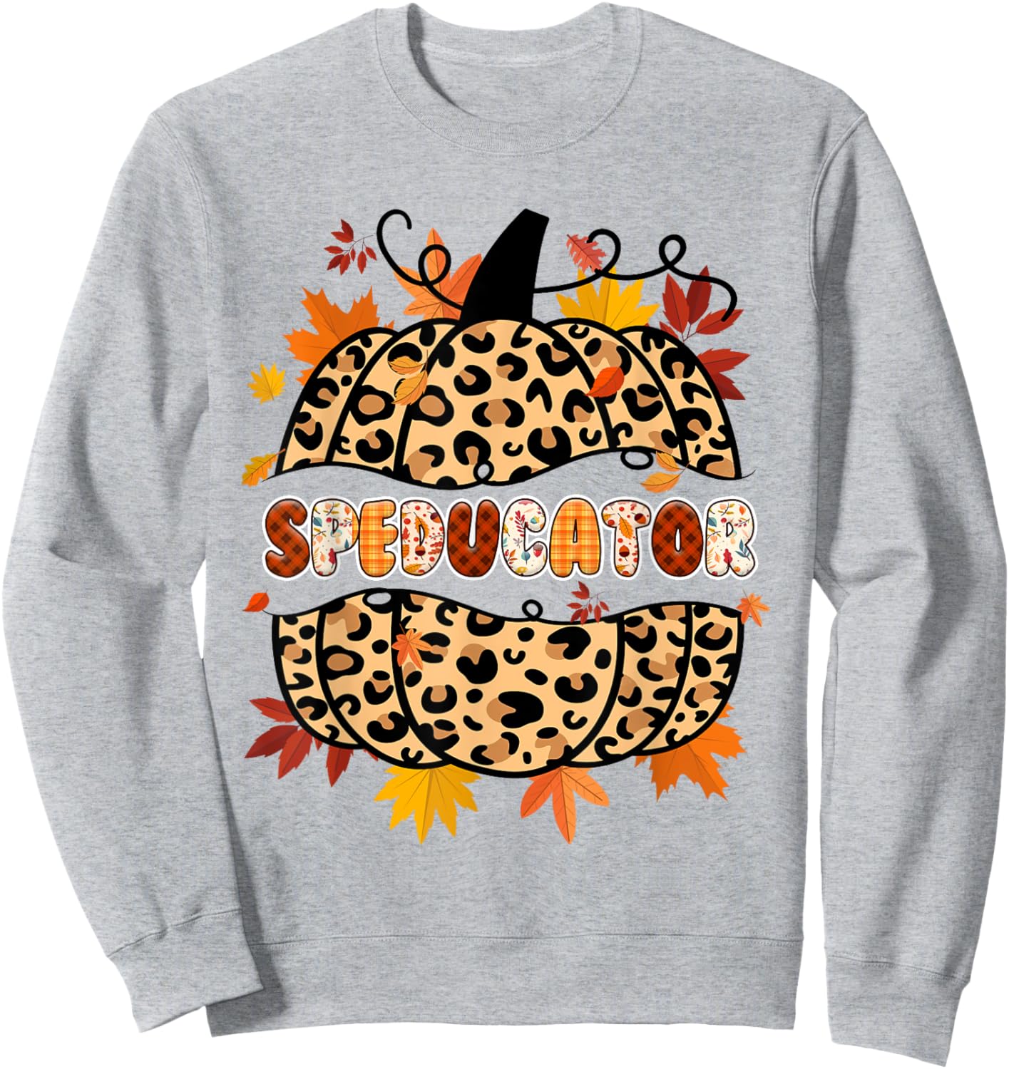 Autumn Fall SPED ED Teacher Thankful Grateful Pumpkin Retro Sweatshirt - Sweatshirt | Ash