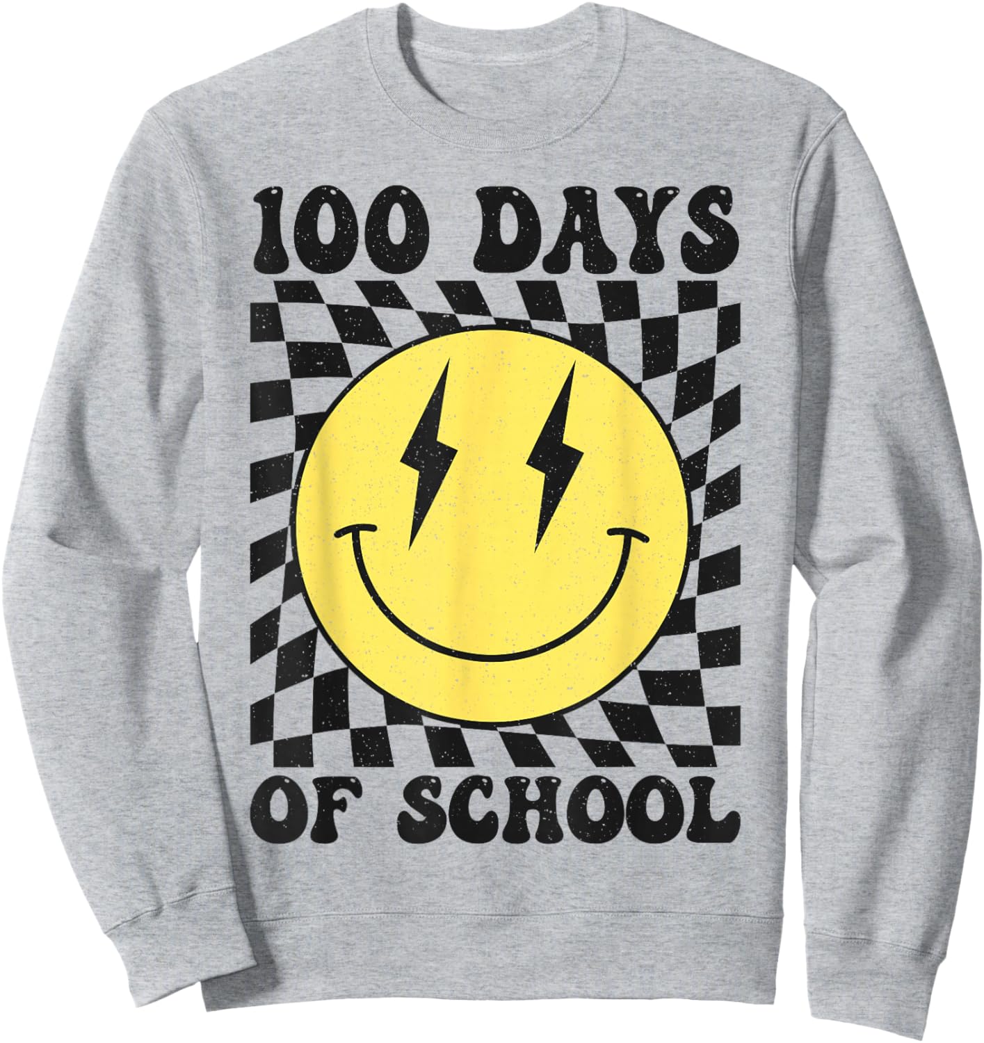 Retro 100 Days of School Smile Face 100th Day of School Sweatshirt - Sweatshirt | Ash