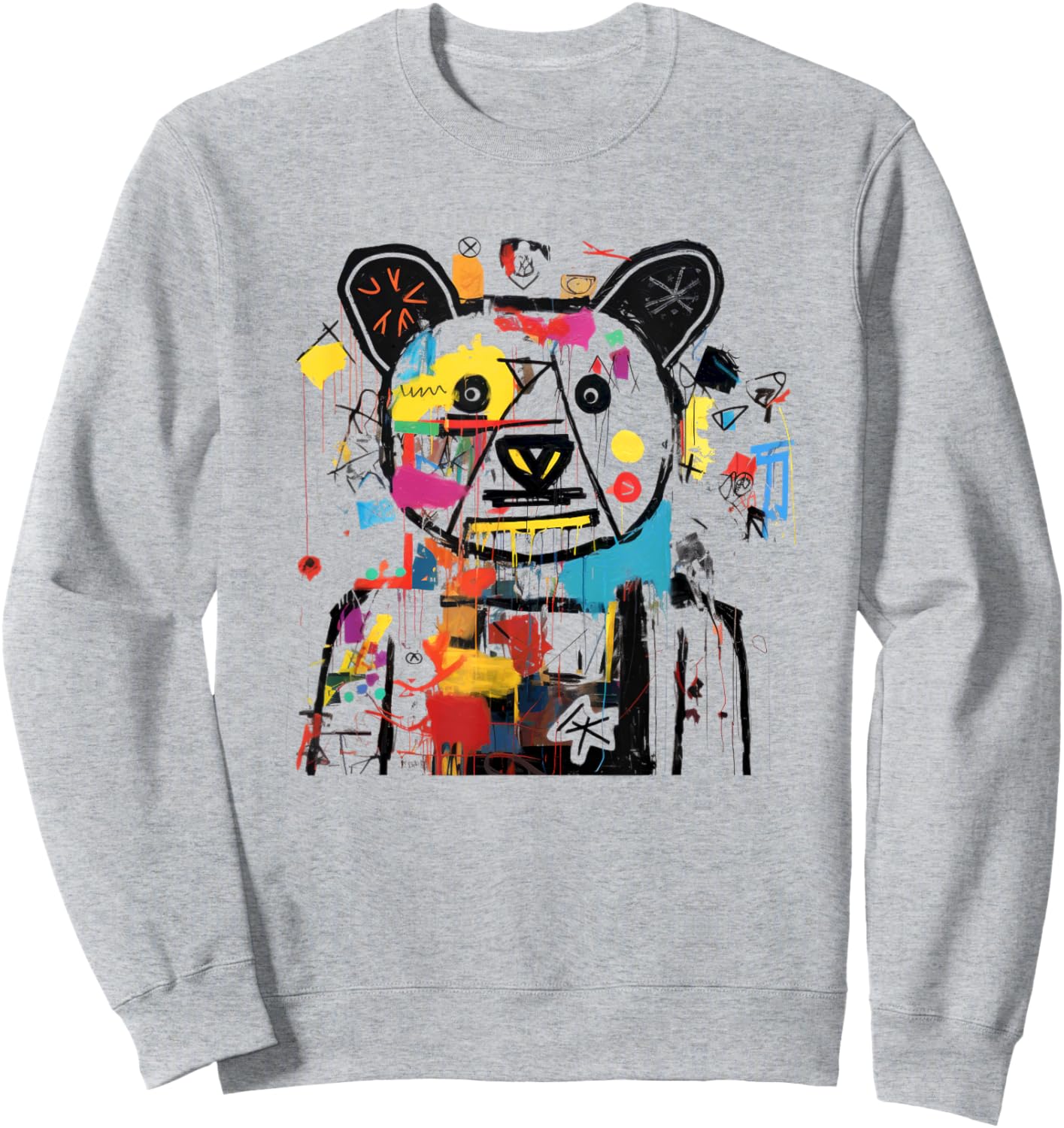 Vibrant Bear Graffiti Urban Street Style Sweatshirt - Sweatshirt | Ash