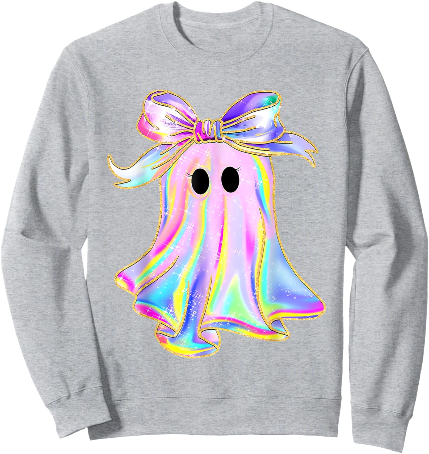 Disco Ghost Pumpkin Halloween Girly Coquette Bow Sweatshirt - Sweatshirt | Ash