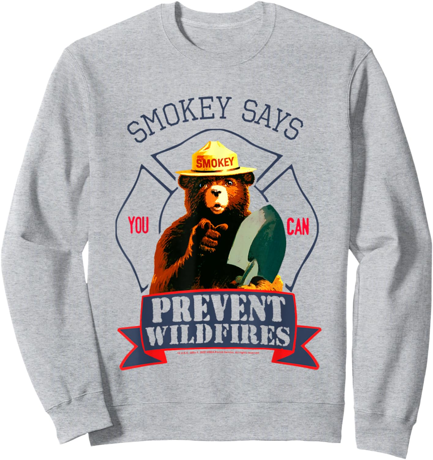 Smokey Bear You Can Prevent Forest Fires Vintage Badge Sweatshirt - Sweatshirt | Ash