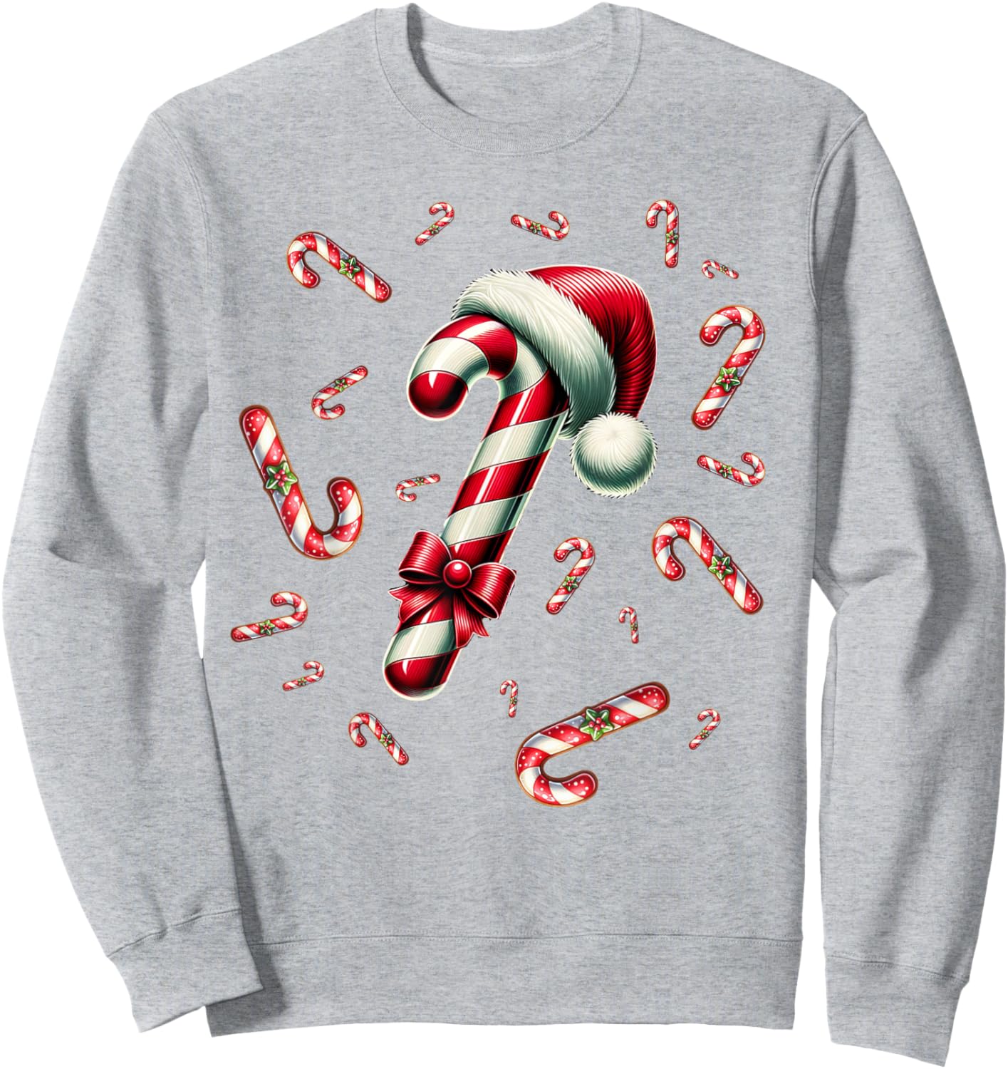 Christmas Candy Cane Crew Lights Red and White Candy Costume Sweatshirt - Sweatshirt | Ash