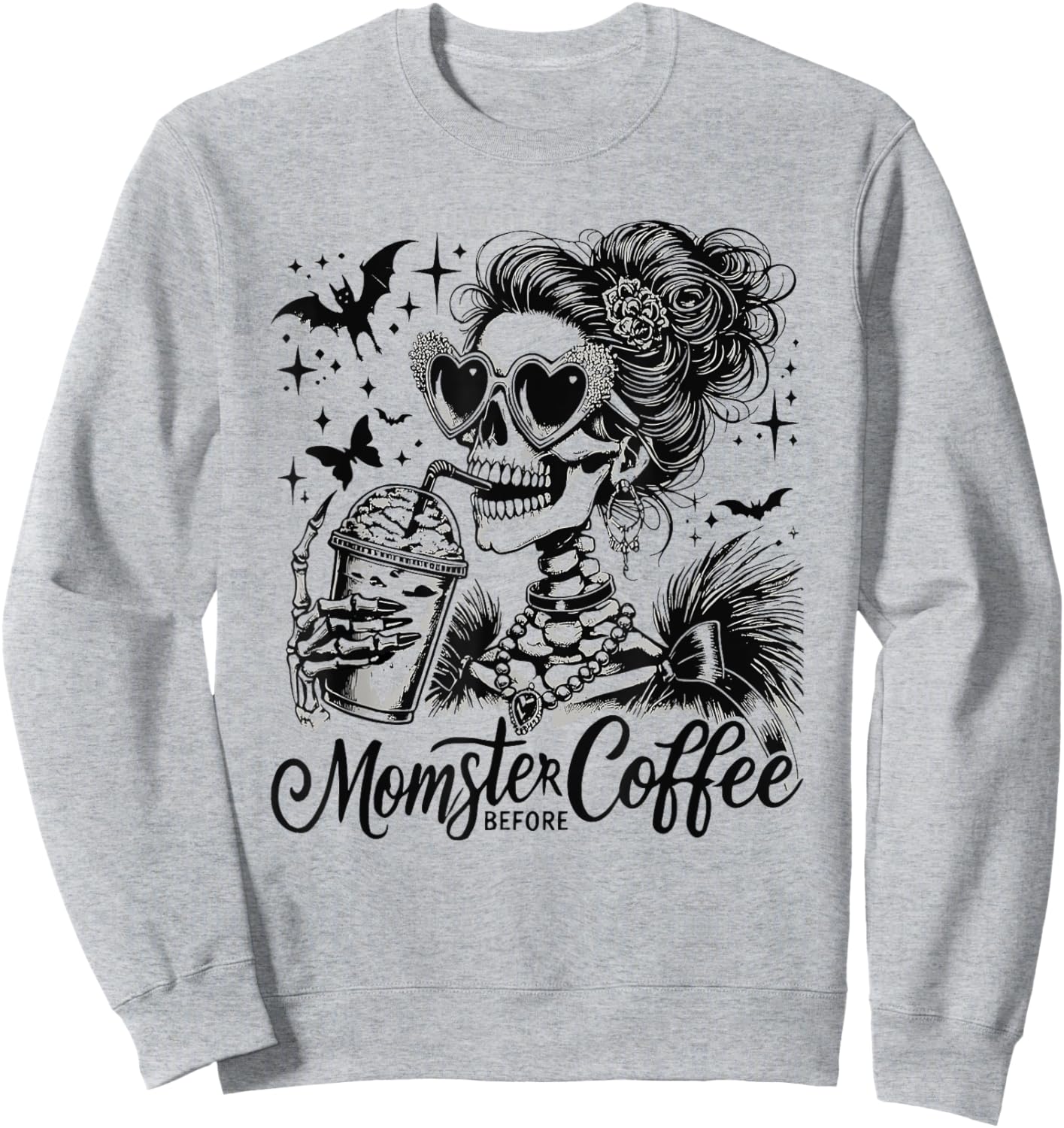 Momster Before Coffee Funny Halloween Costume Women Mom Sweatshirt - Sweatshirt | Ash