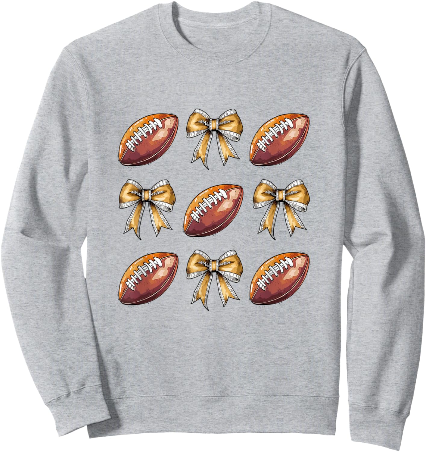 Funny Game Day Football Retro Coquette Bow Football Mama Sweatshirt - Sweatshirt | Ash