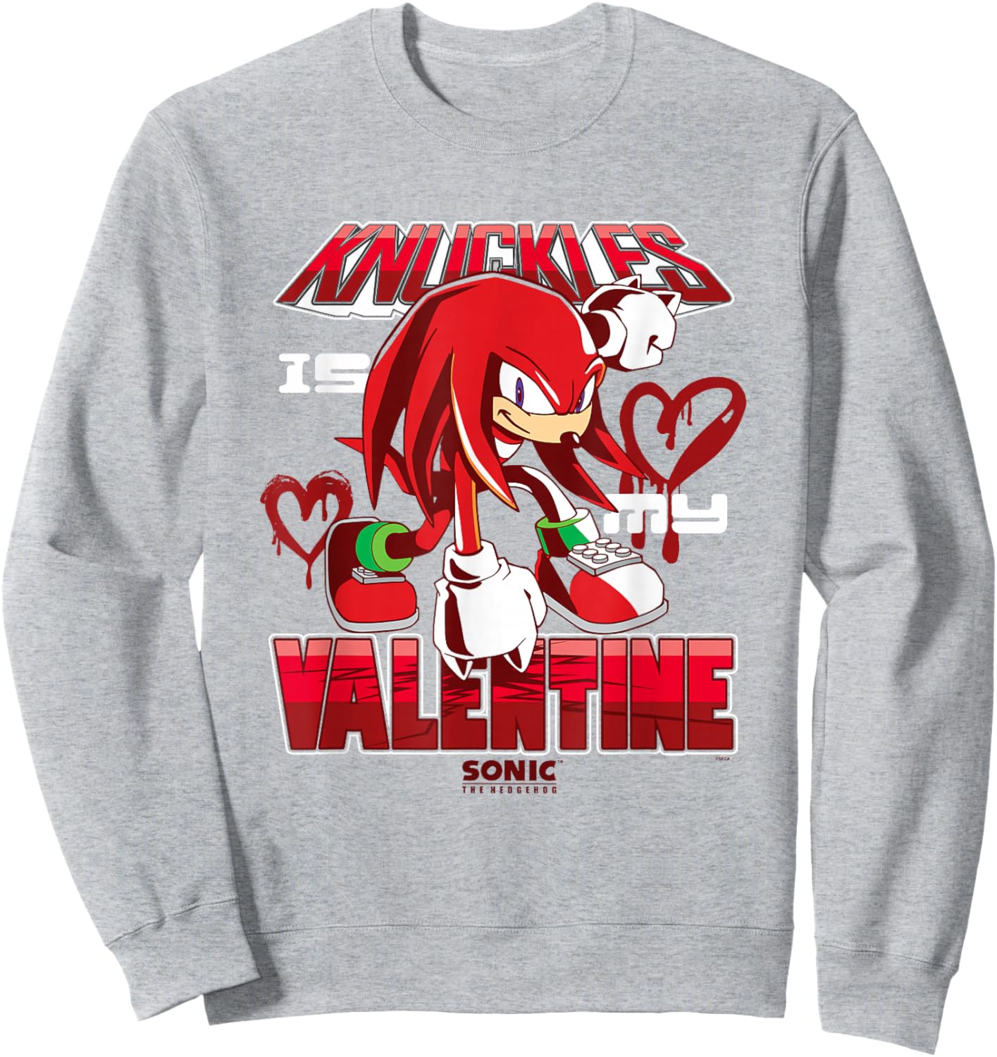 Sonic The Hedgehog Valentine's Day Knuckles My Valentine Sweatshirt - Sweatshirt | Ash