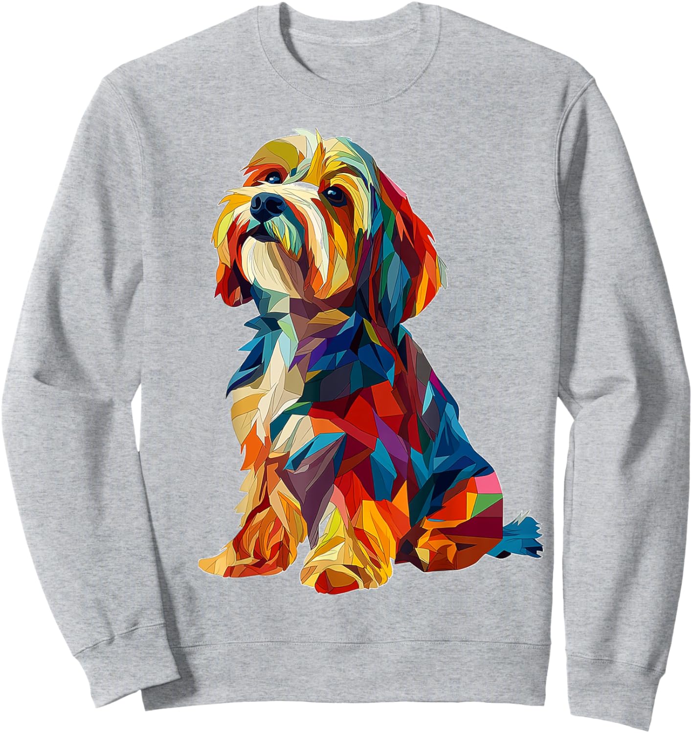 Tibetan Terrier Dog Graphic Pet Art Colorful Tibetan Terrier Sweatshirt - Sweatshirt | Ash