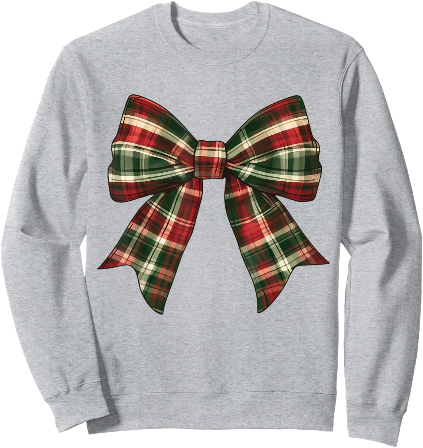 Christmas Bow Tartan Buffalo Plaid For Girls Toddlers Women Sweatshirt - Sweatshirt | Ash