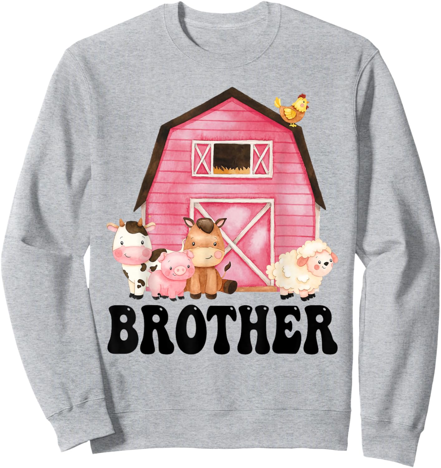 Funny Brother Farm Animals Birthday Theme Matching Family Sweatshirt - Sweatshirt | Ash