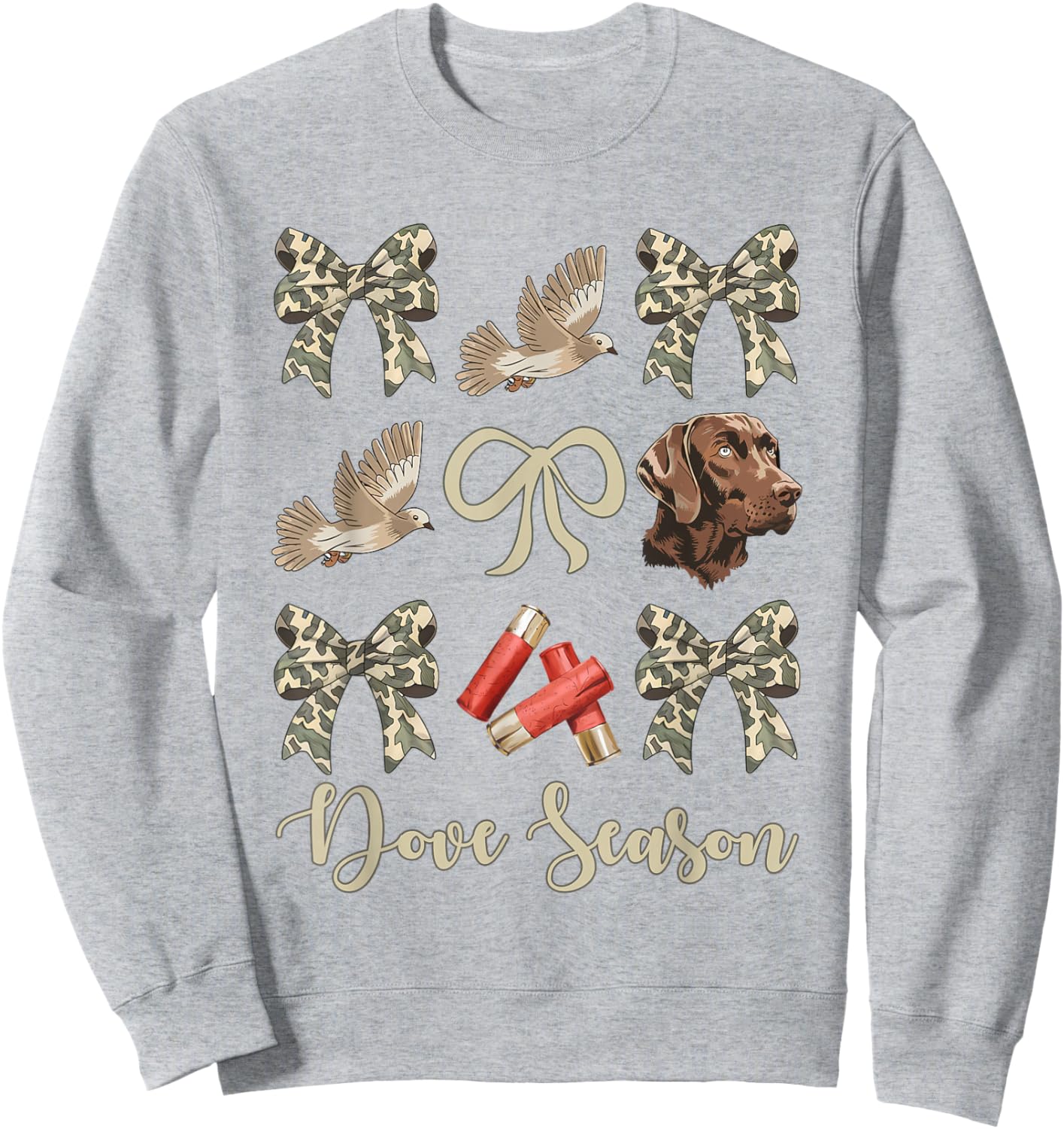 Camo Bow Coquette Dove Season Hunting Dove Hunter Hunt Girl Sweatshirt - Sweatshirt | Ash