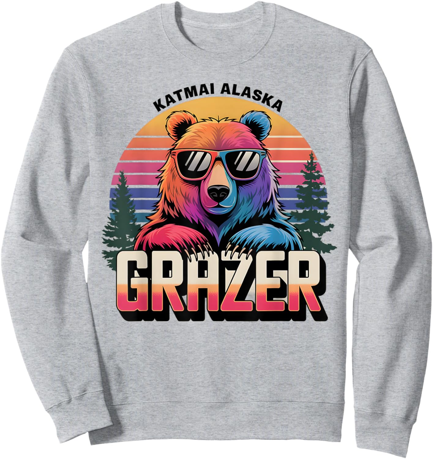 Funny Katmai Alaska Grazer Vintage Fat Bear Week 2024 Sweatshirt - Sweatshirt | Ash