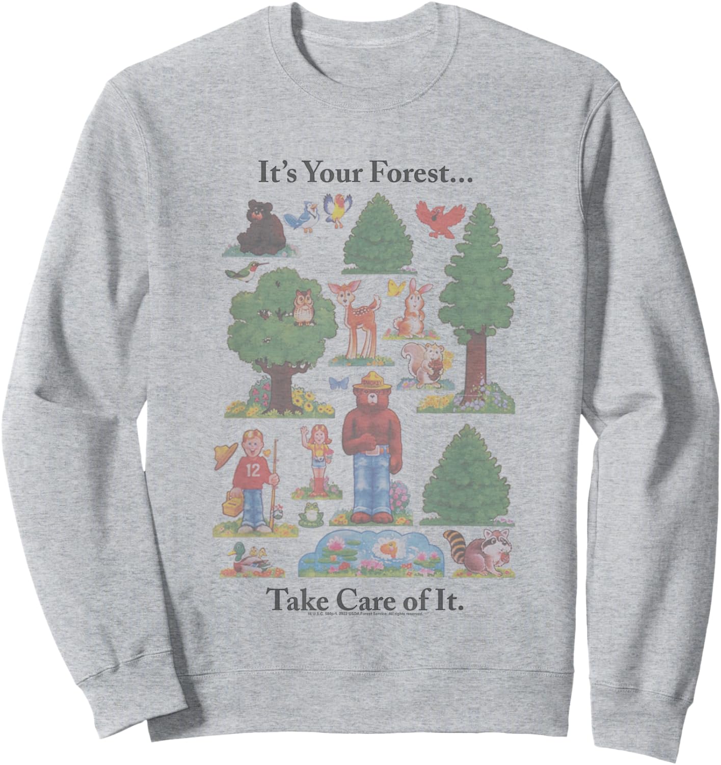 Smokey Bear It's Your Forest Take Care Of It Vintage Style Sweatshirt - Sweatshirt | Ash