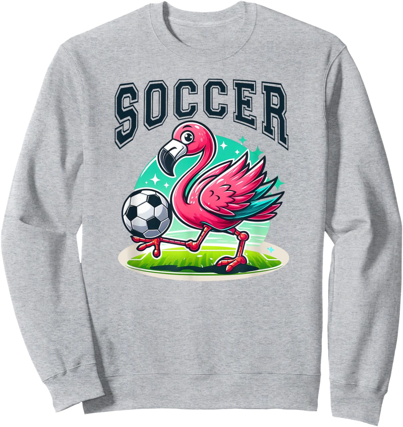 Soccer Pink Flamingo Playing Soccer Sweatshirt - Sweatshirt | Ash