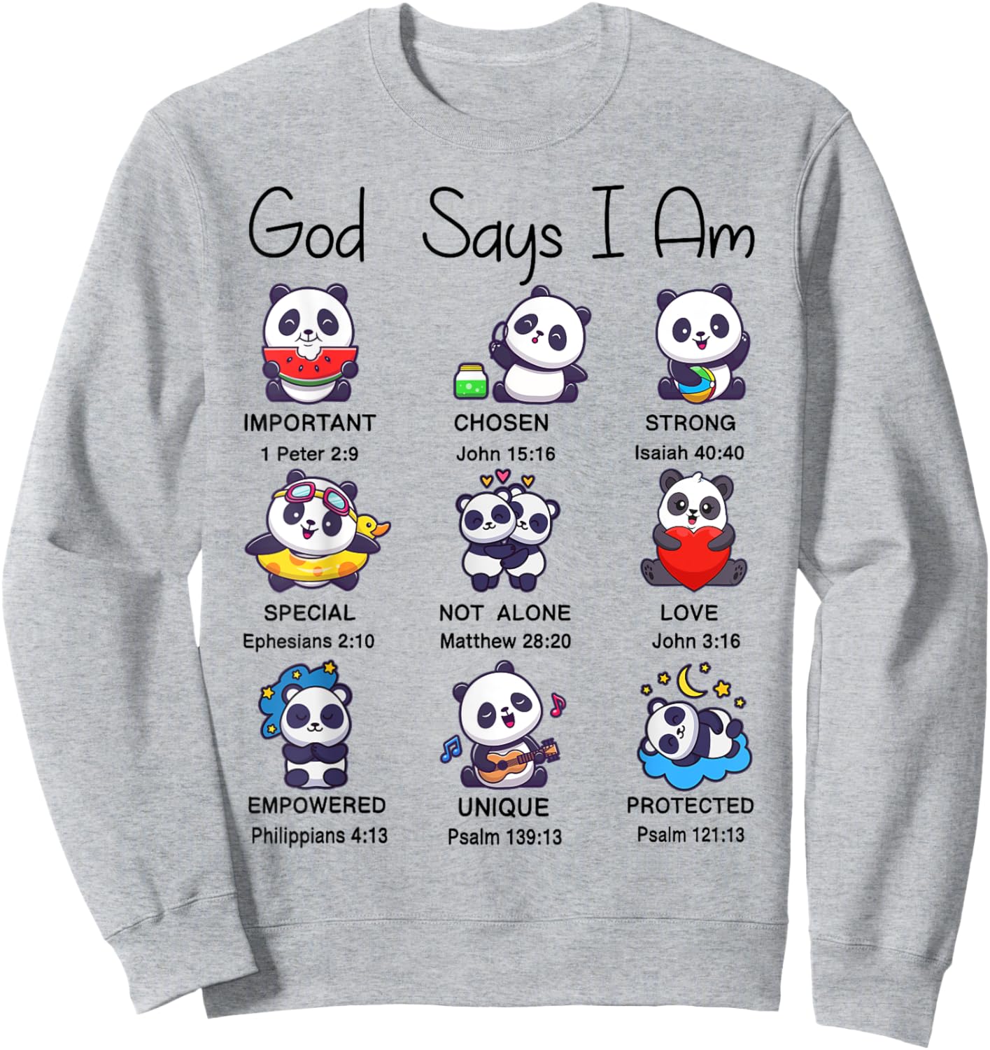 Girl God Says Am Cute Panda Christian Faith Jesus Toddler Sweatshirt - Sweatshirt | Ash