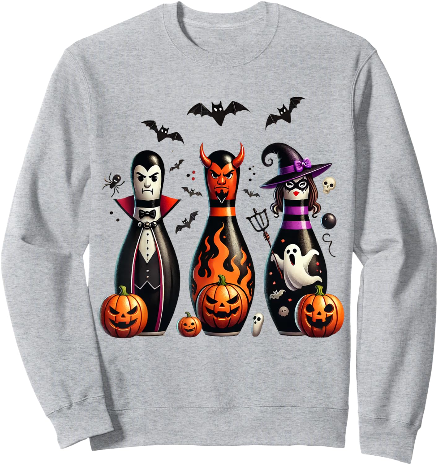 Funny Bowling Pins Halloween Spooky Costume 2 Sweatshirt - Sweatshirt | Ash