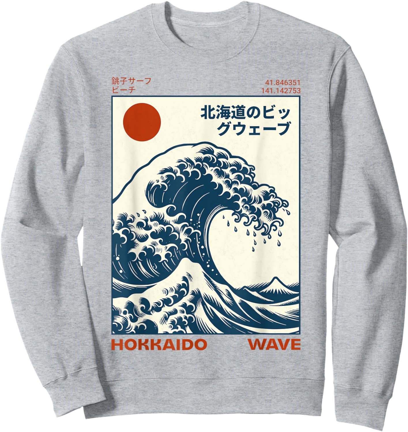 Hokkaido Wave Japanese Vintage Sweatshirt - Sweatshirt | Ash