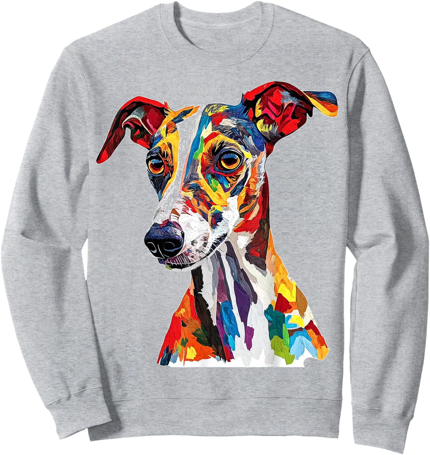Whippet Dog Motif Pet Illustration Whippet Sweatshirt - Sweatshirt | Ash