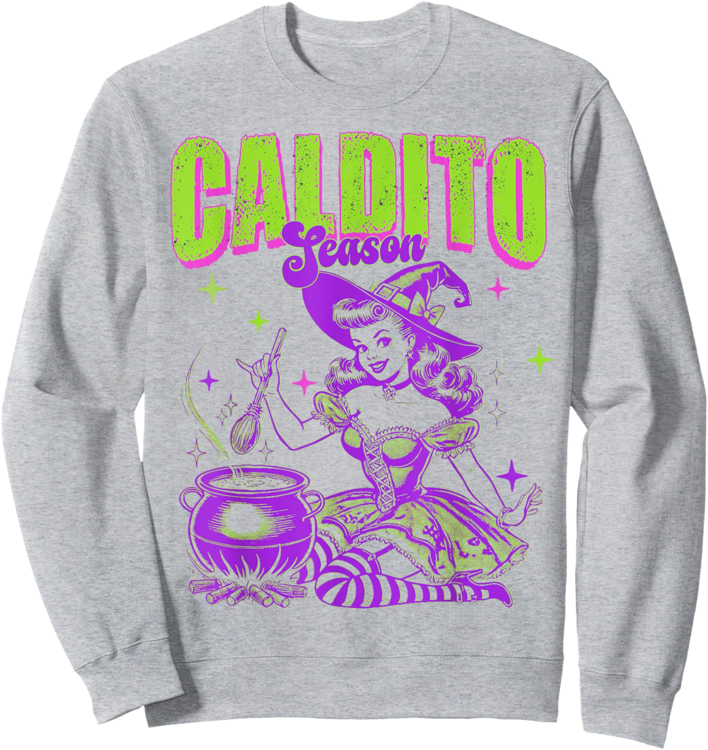 Caldito Season funny Spanish Halloween Bruja Latina Sweatshirt - Sweatshirt | Ash
