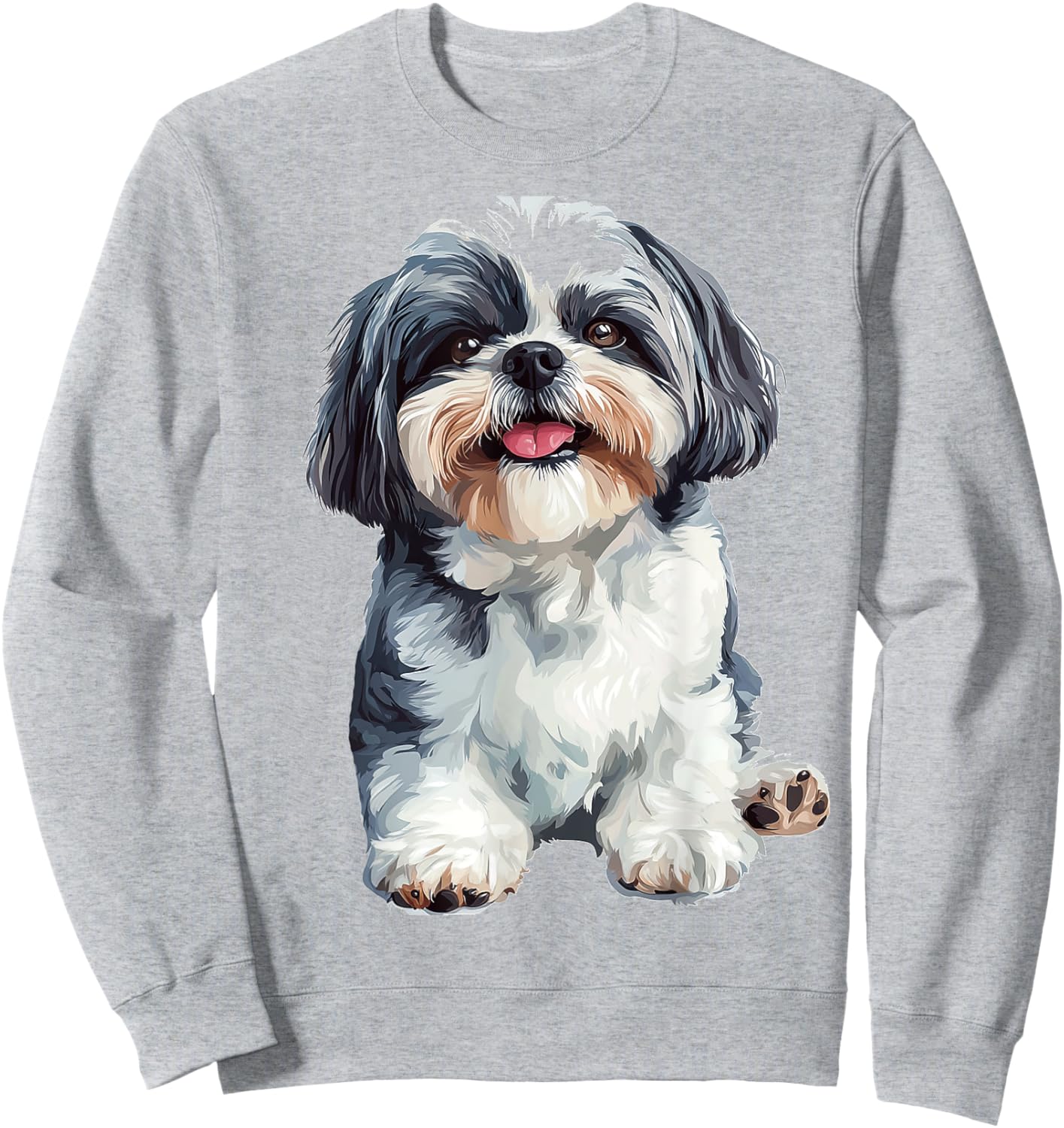 Shih Tzu Dog Graphic Pet Artwork Shih Tzu Sweatshirt - Sweatshirt | Ash