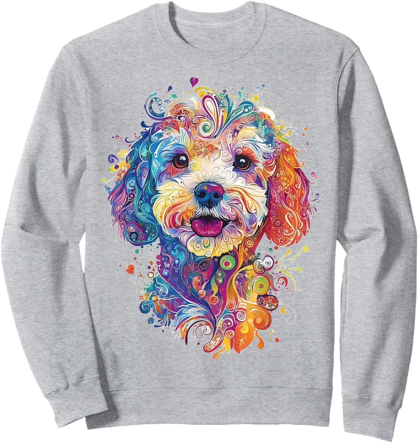 Maltipoo Dog Graphic Pet Art Mandala Maltipoo Sweatshirt - Sweatshirt | Ash