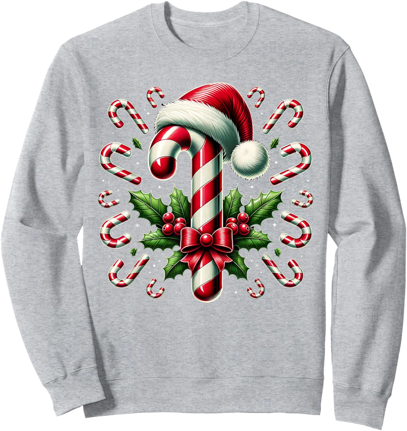 Christmas Candy Cane Crew Lights Red and White Candy Costume Sweatshirt - Sweatshirt | Ash