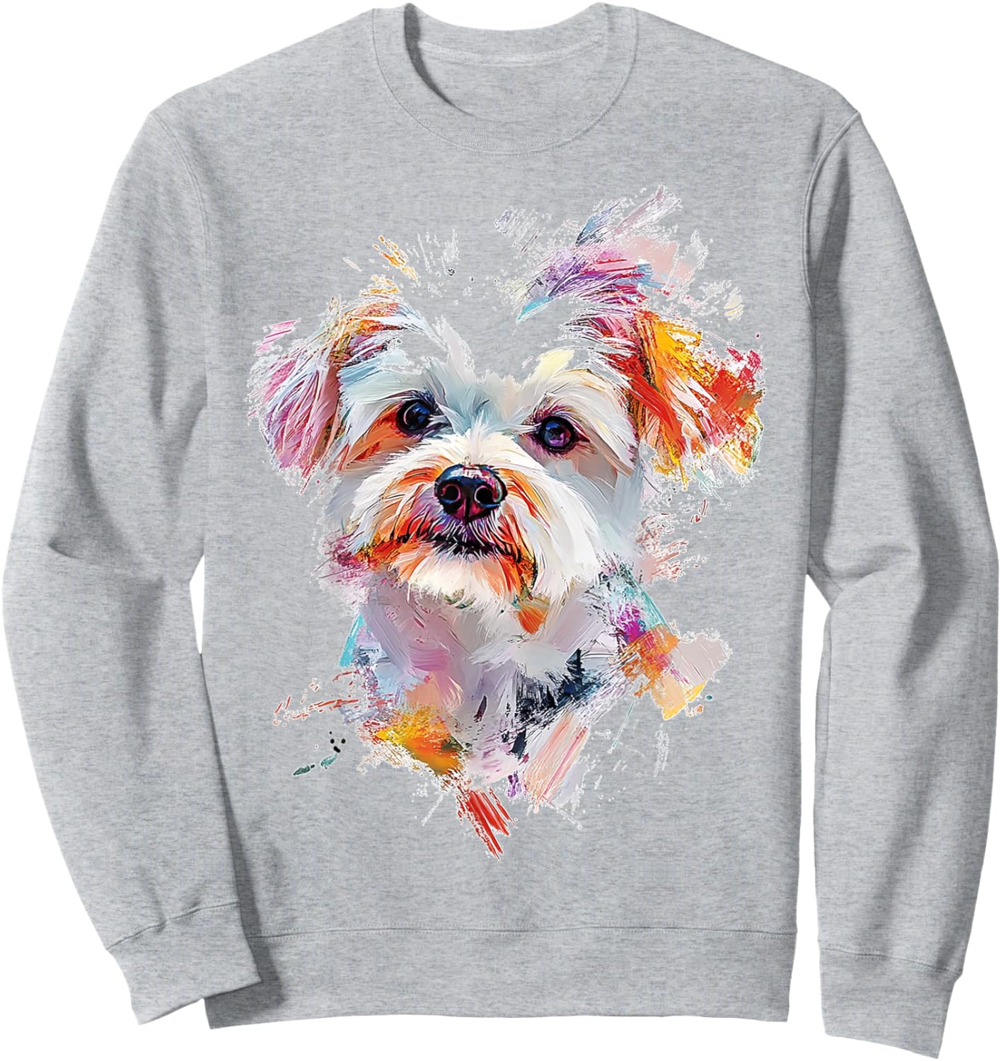Maltese Dog Graphic Pet Artwork Maltese Sweatshirt - Sweatshirt | Ash