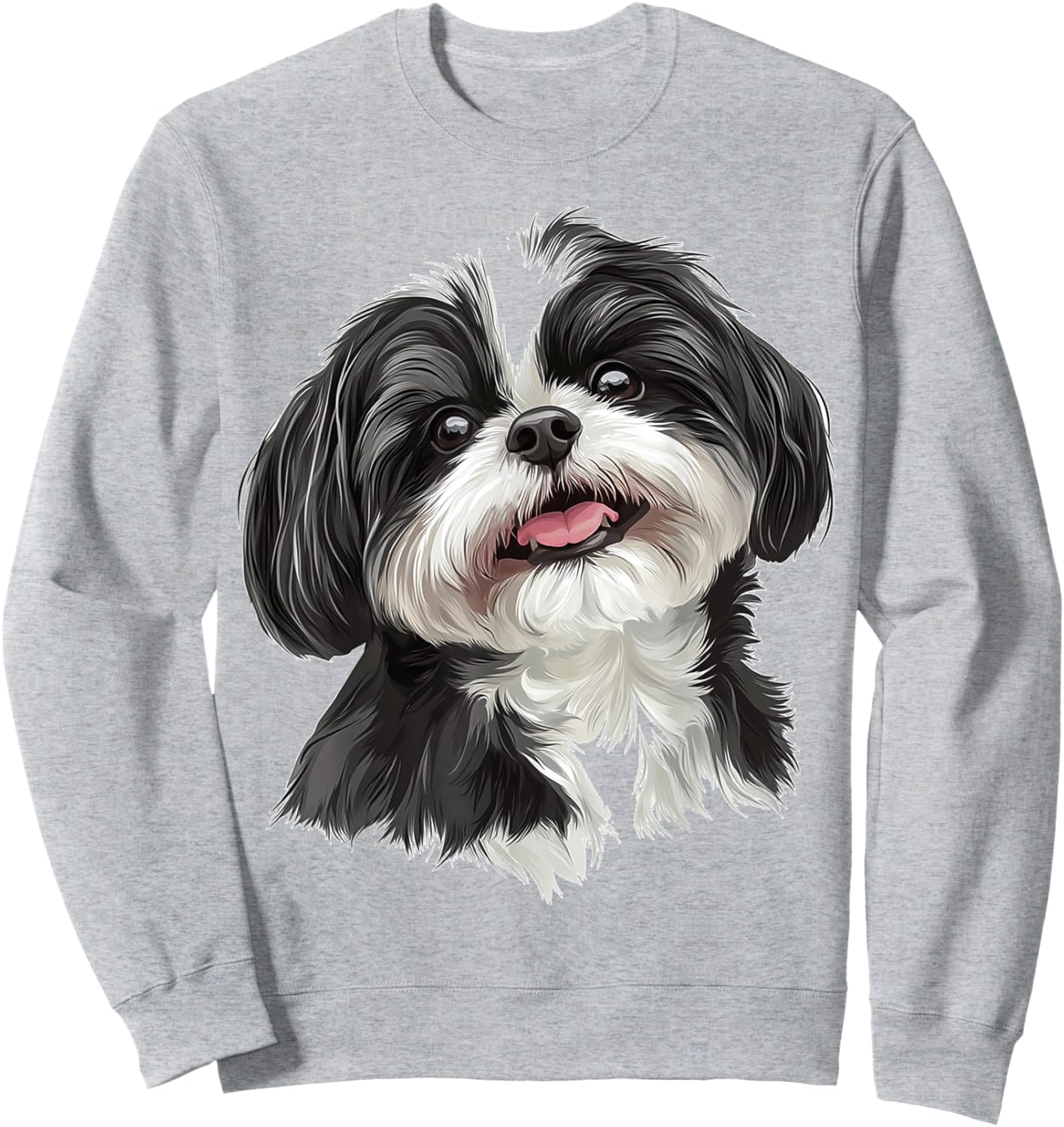 Shih Tzu Dog Motif Pet Illustration Shih Tzu Men Women Kids Sweatshirt - Sweatshirt | Ash