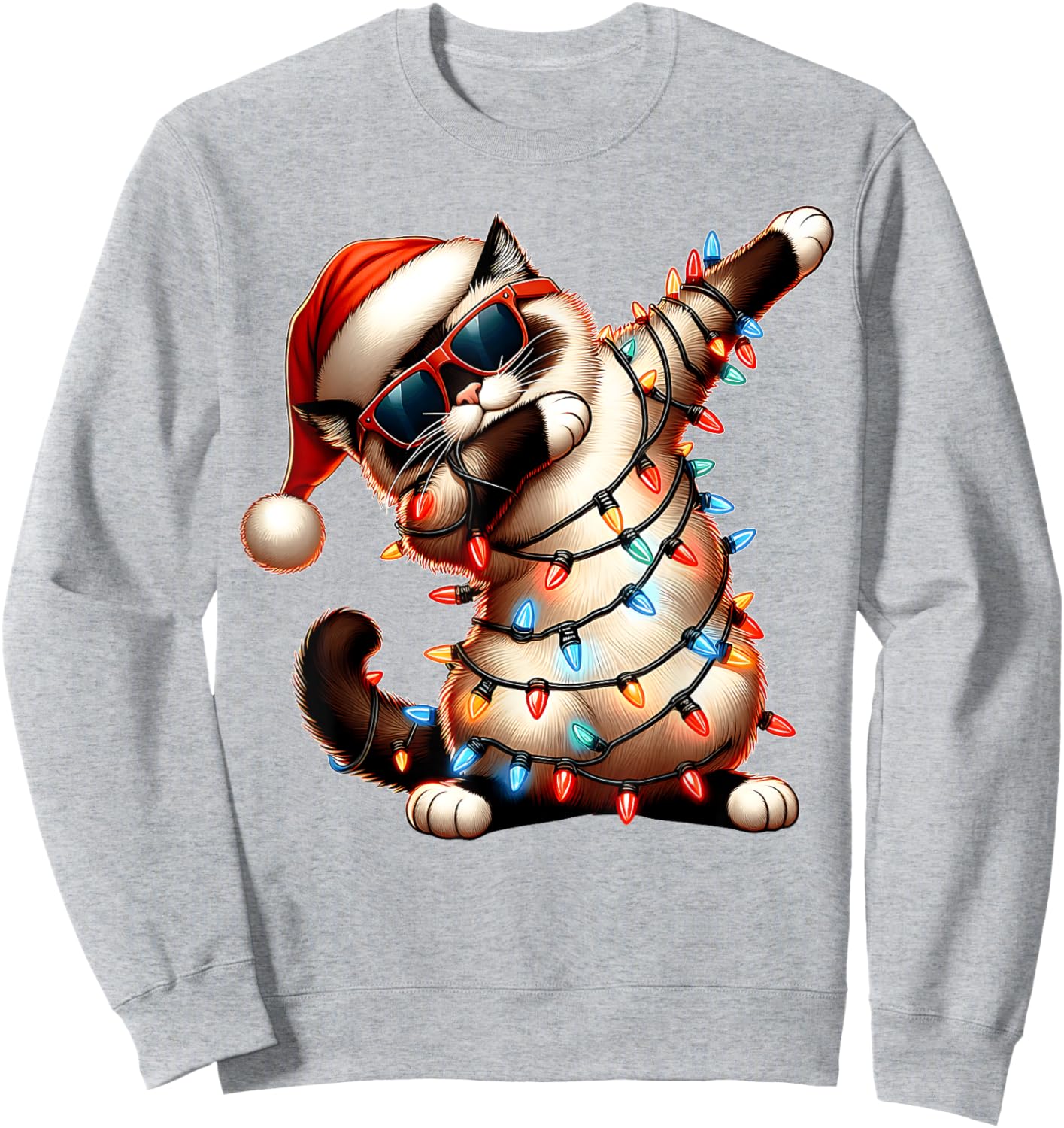 Dabbing Birman Cat Sunglasses Cute Christmas Xmas Sweatshirt - Sweatshirt | Ash