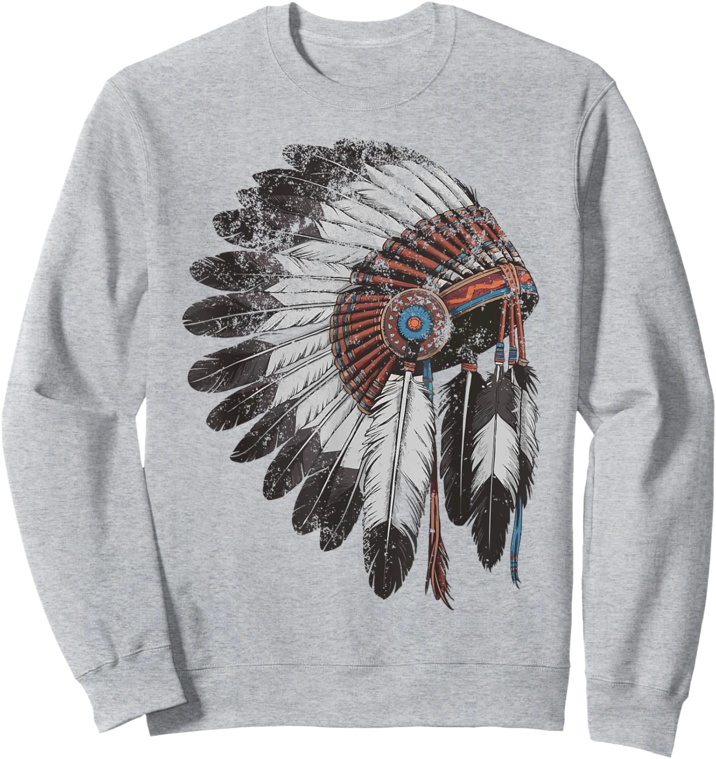Native American Indigenous Peoples Day Indian Headdress Sweatshirt - Sweatshirt | Ash