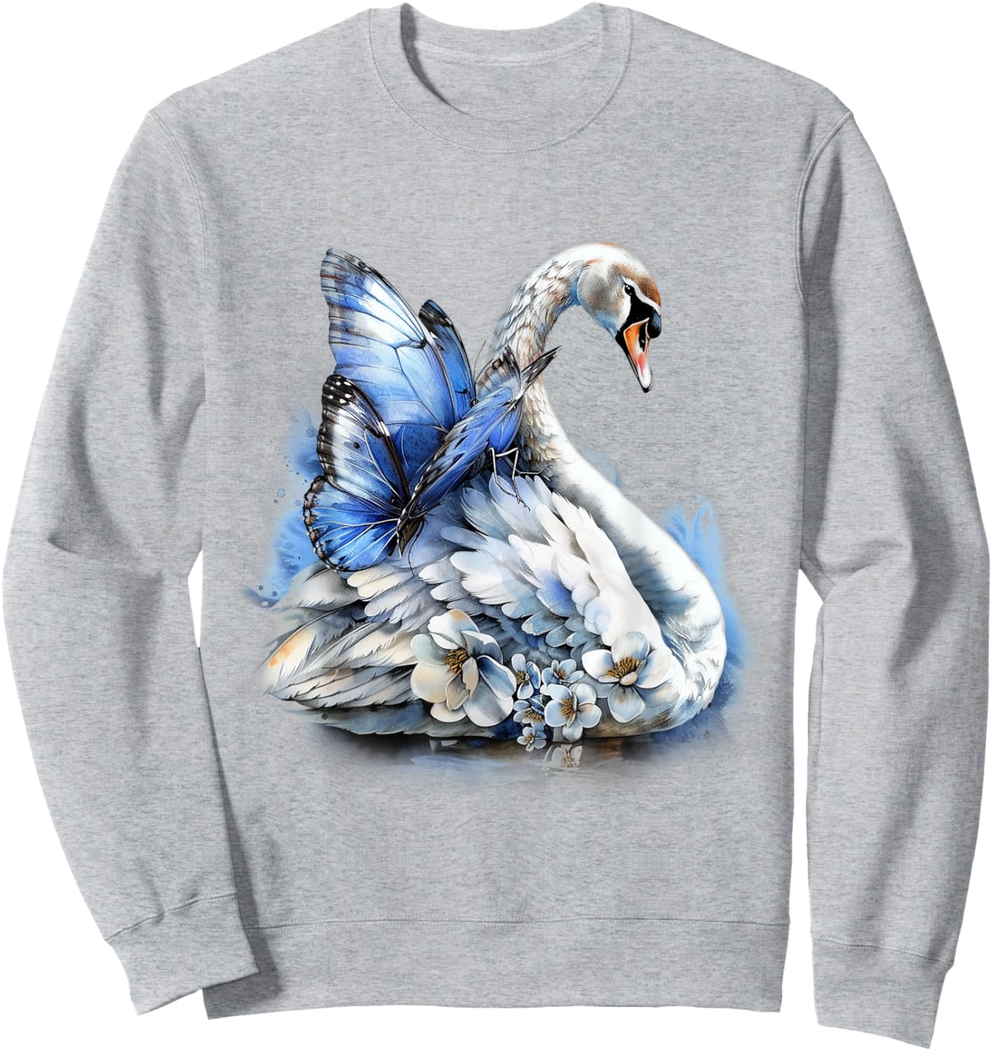 Beautiful Butterfly and Swan, Butterfly With Brilliant Wings Sweatshirt - Sweatshirt | Ash