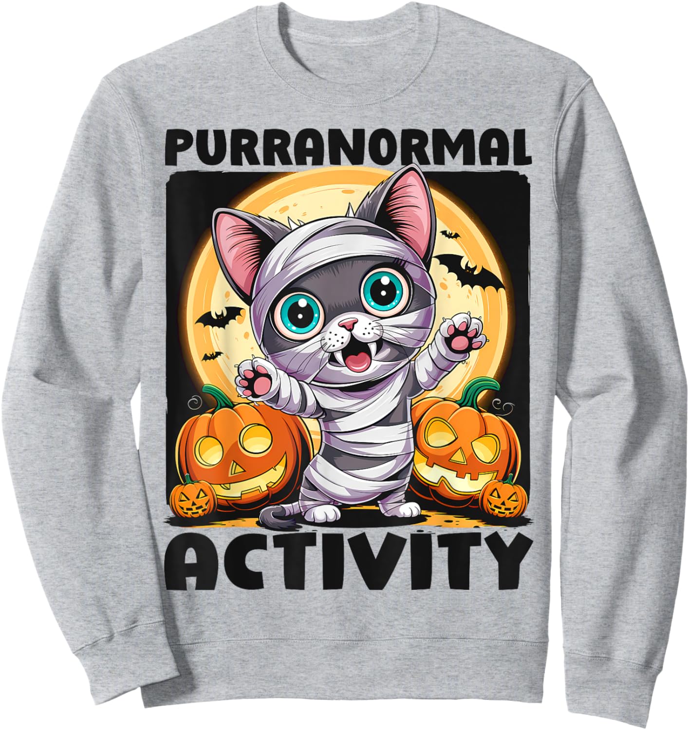 Cute Halloween Cat Mummy Sweatshirt - Sweatshirt | Ash