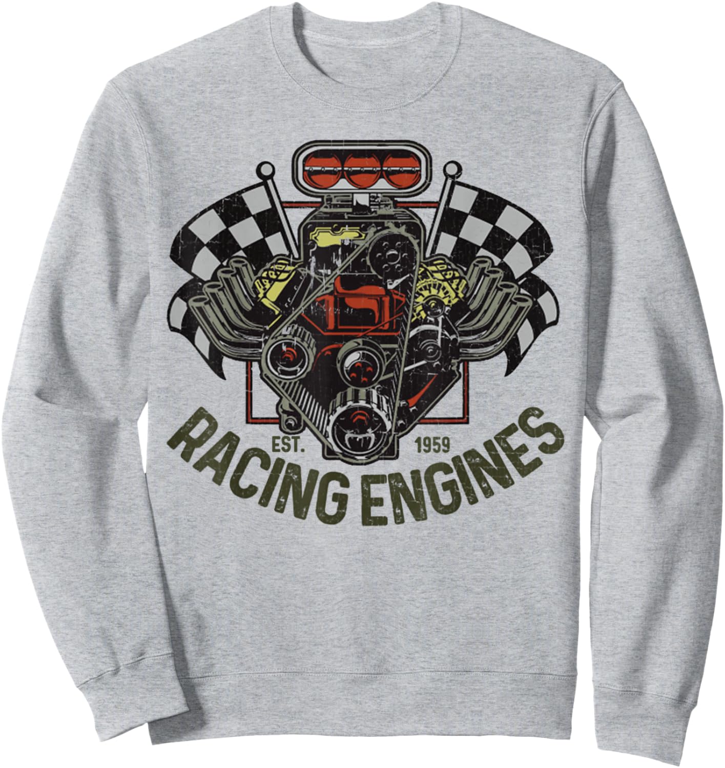 Vintage Drag Racing Retro Car Engine Mechanics Motor Racing Sweatshirt - Sweatshirt | Ash