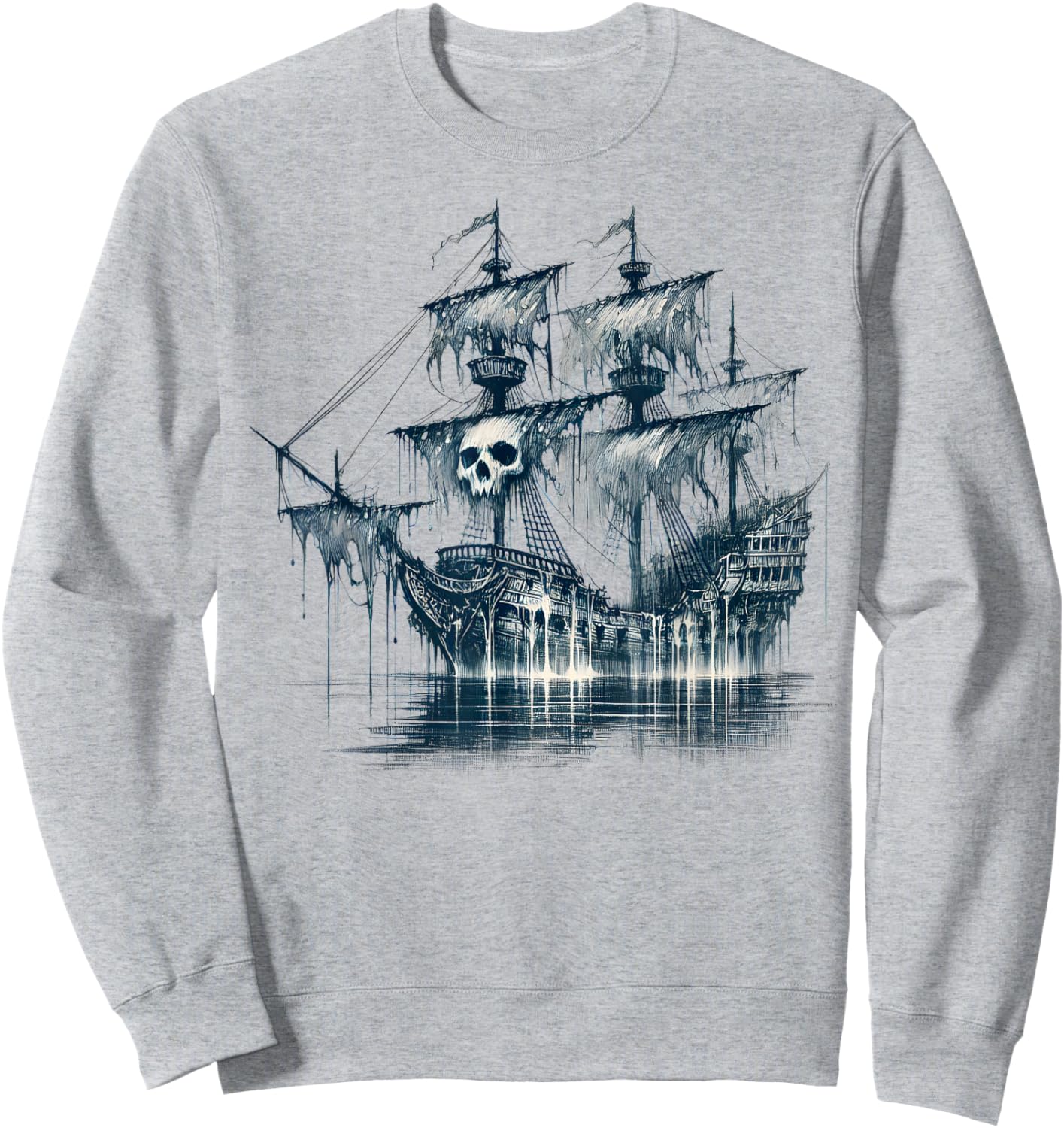 Cool Ghost Ship with Skull Argh Pirate Sweatshirt - Sweatshirt | Ash