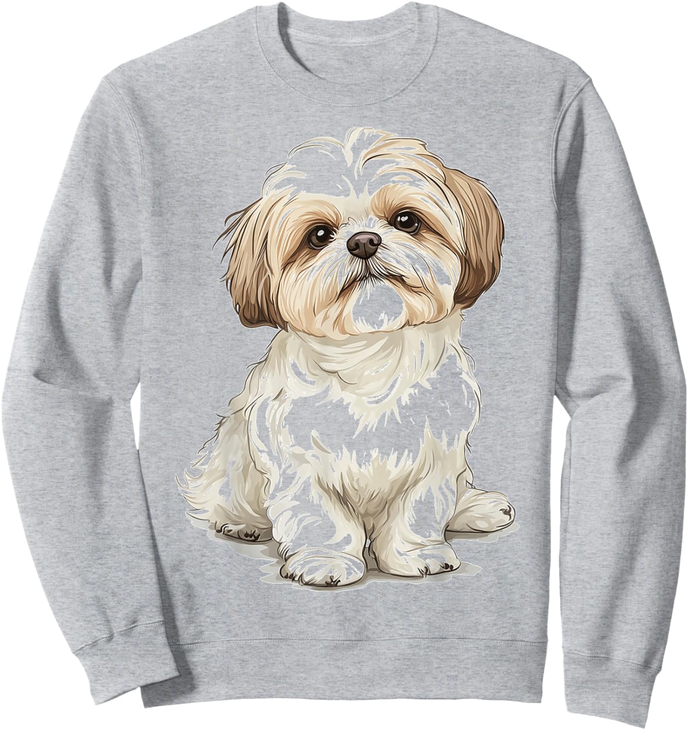 Shih Tzu Dog Motif Pet Artwork Shih Tzu Sweatshirt - Sweatshirt | Ash