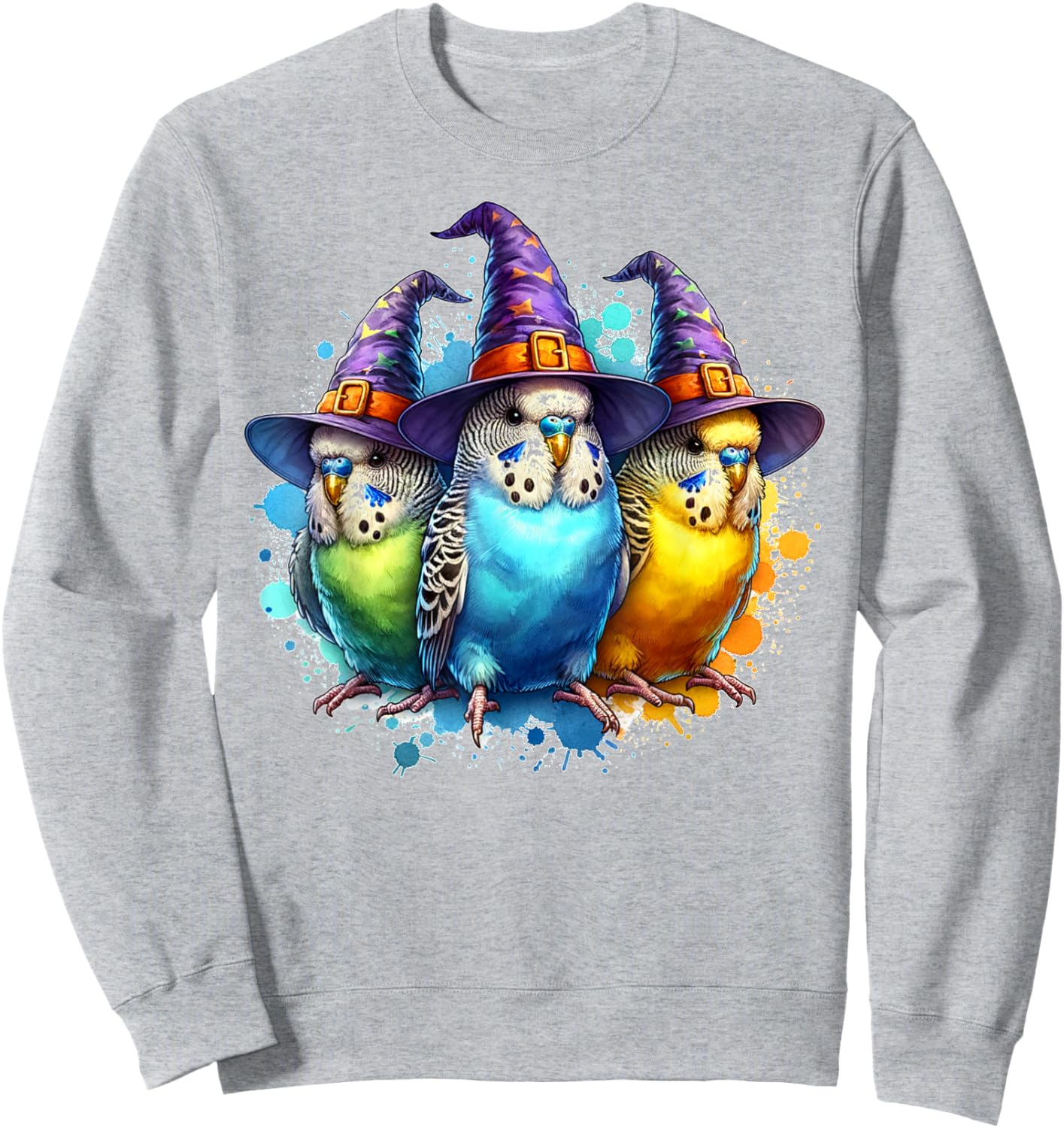Funny Budgie Halloween Costume Spooky Season Budgies Witch Sweatshirt - Sweatshirt | Ash