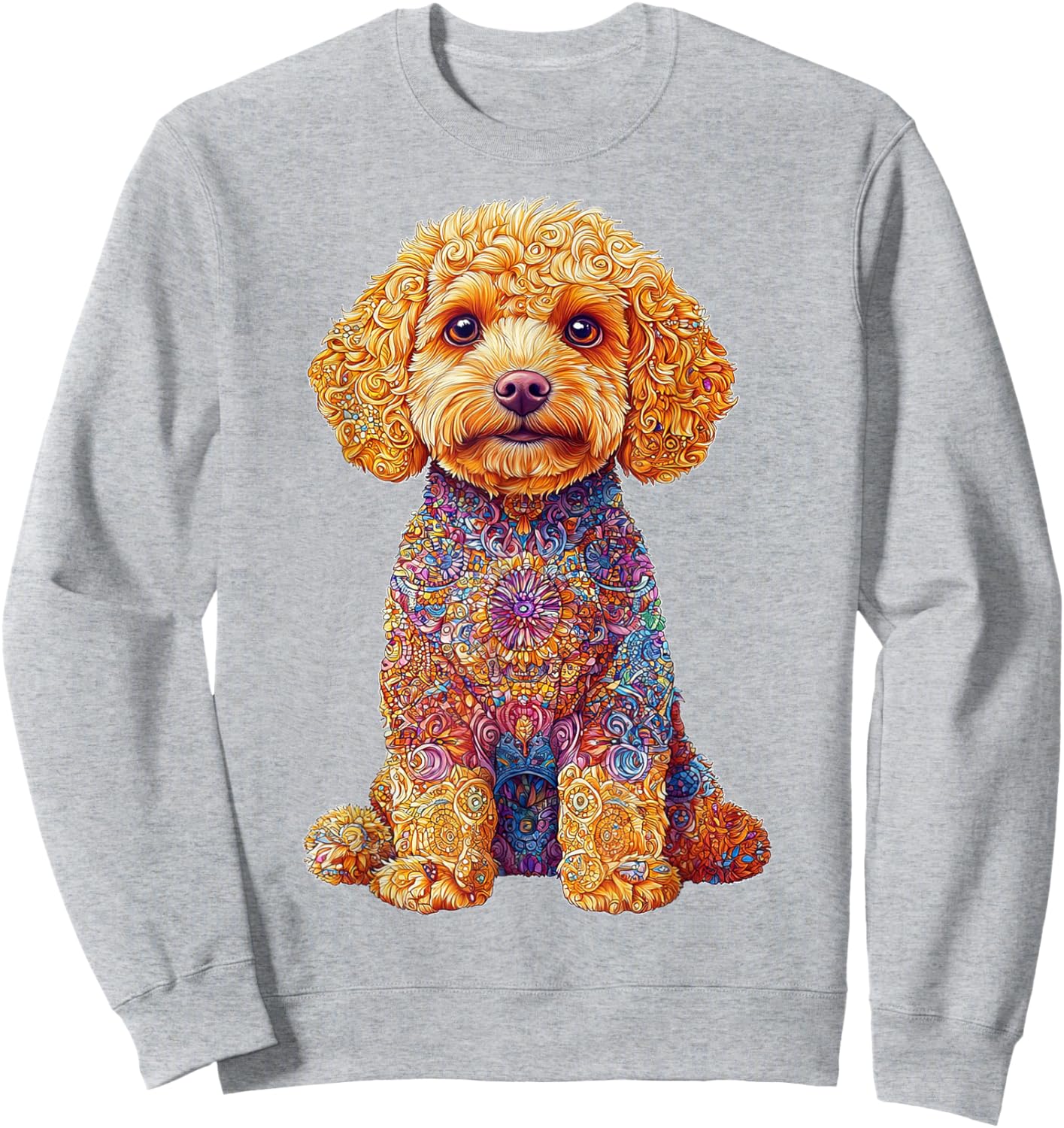 Maltipoo Dog Motif Pet Artwork Mandala Maltipoo Sweatshirt - Sweatshirt | Ash
