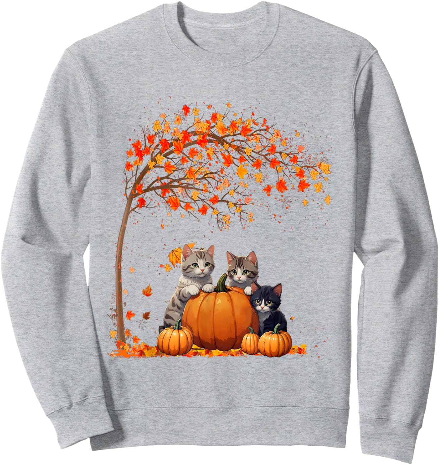 It's Fall Y'all Cat Leaf Fall Tree Hello Autumn Thanksgiving Sweatshirt - Sweatshirt | Ash