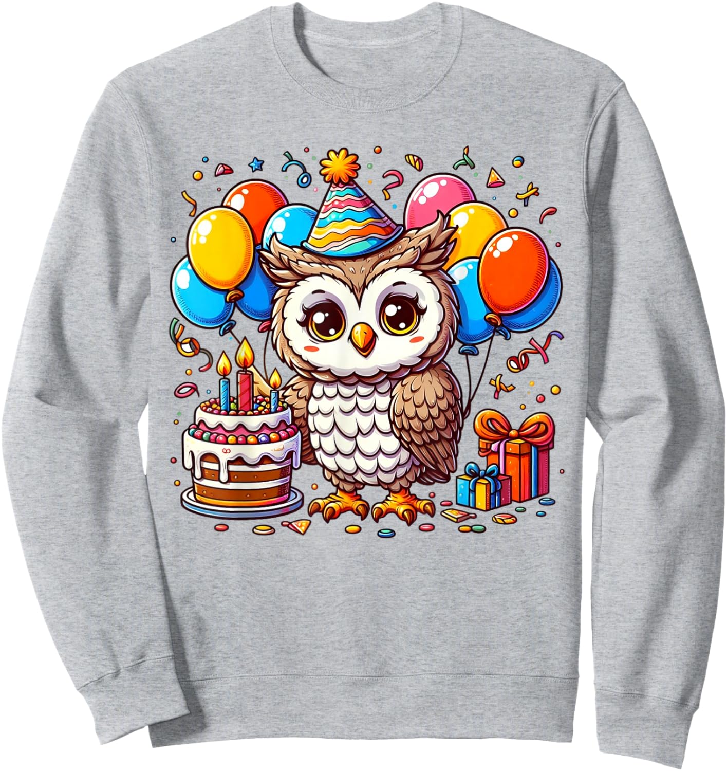 Owl Kids Birthday Party Boy Bday Girl Candles Sweatshirt - Sweatshirt | Ash