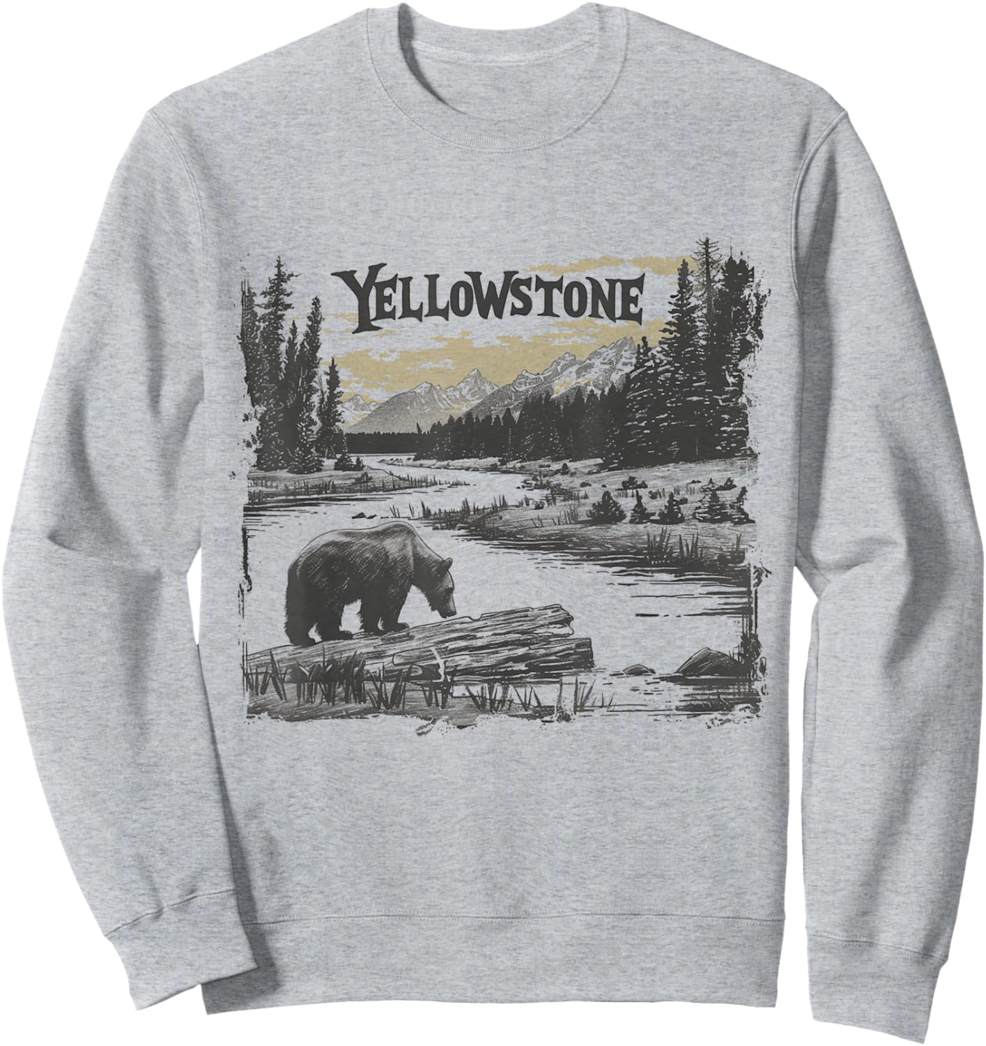 Yellowstone - US National Park Vintage Men Women Kids Retro Sweatshirt - Sweatshirt | Ash