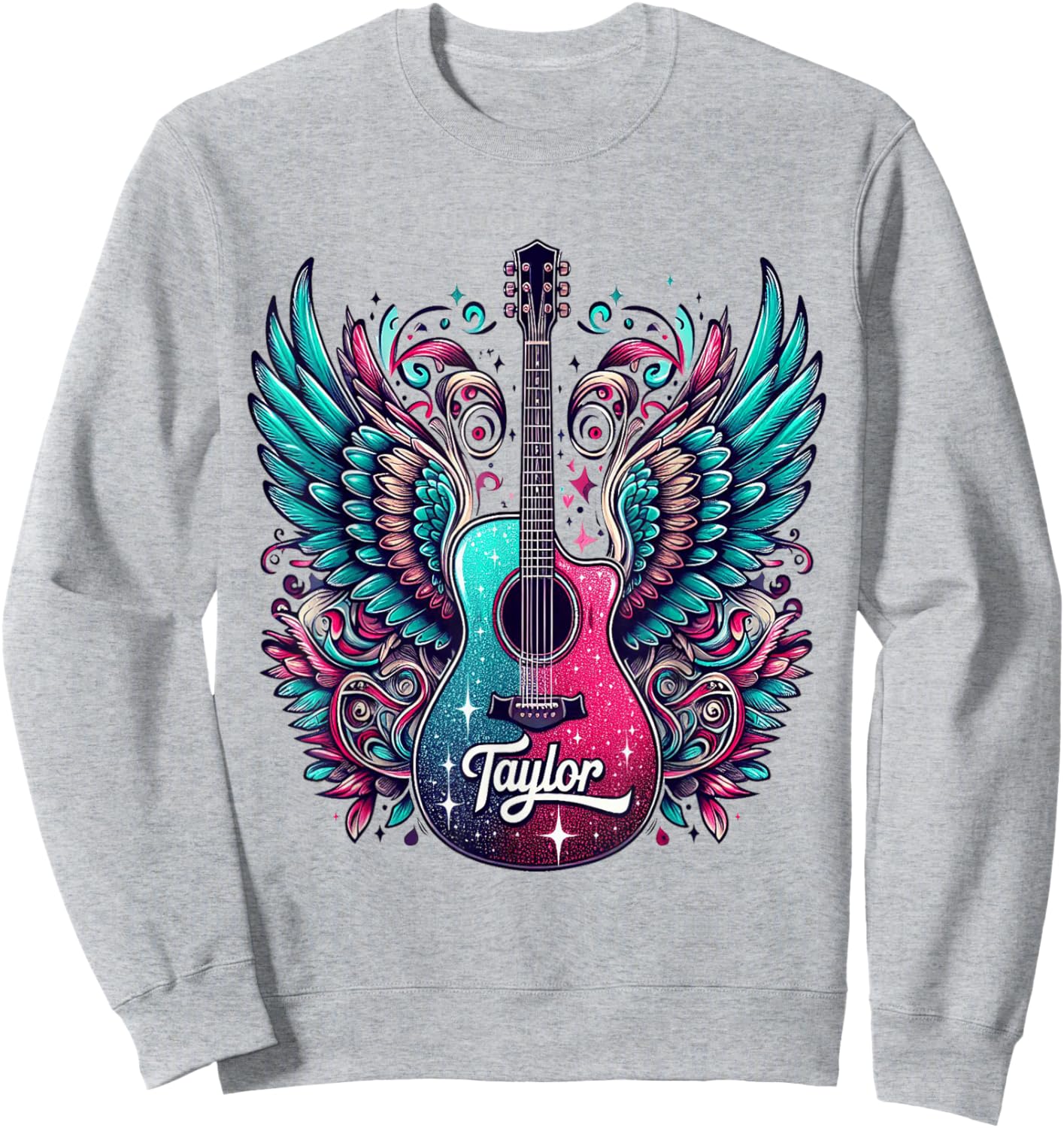 Girl Retro Taylor First Name Personalized Groovy 80's Sweatshirt - Sweatshirt | Ash