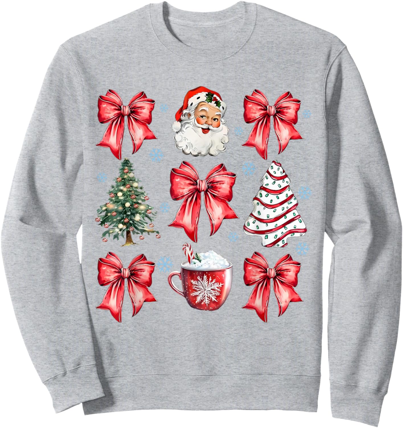 Red Coquette Christmas Vintage Santa Xmas Tree Cake Party Sweatshirt - Sweatshirt | Ash