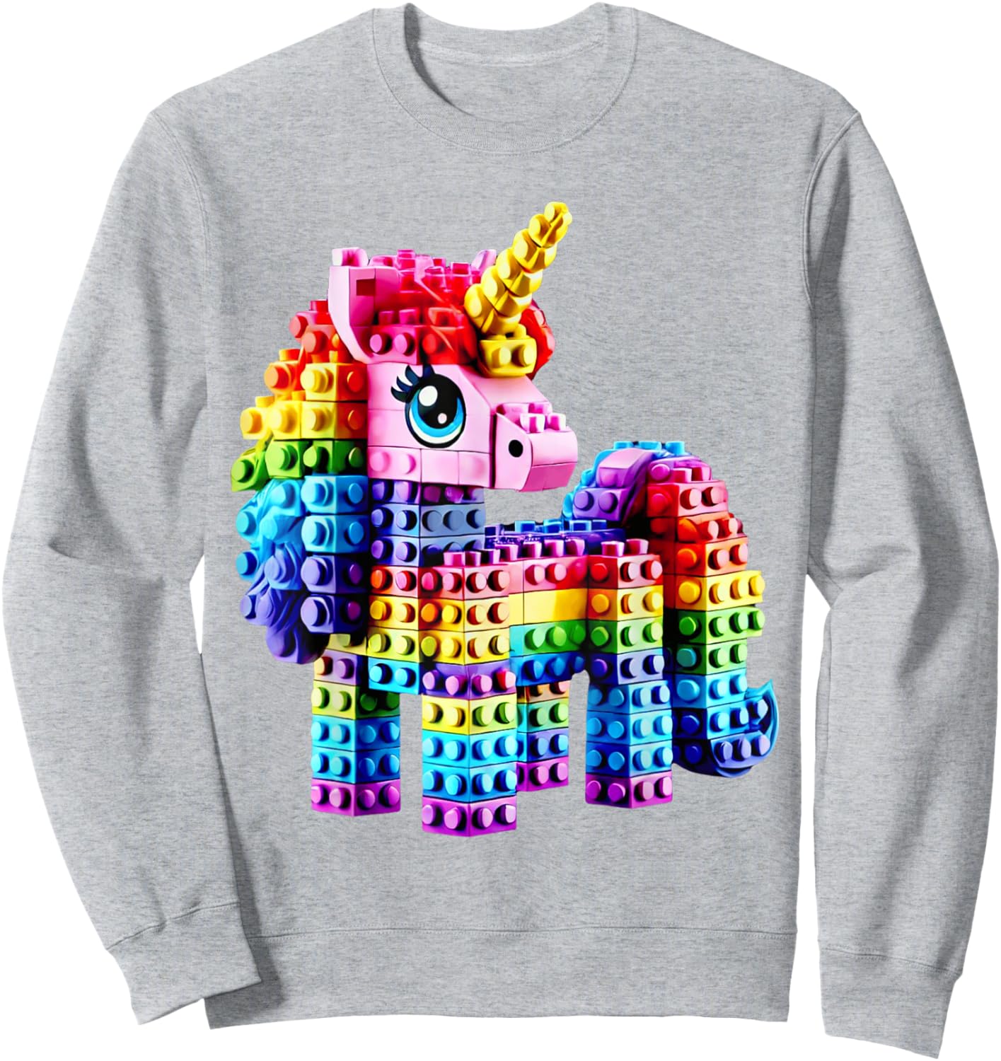 Colorful Unicorn Master Builder Funny Building Blocks Bricks Sweatshirt - Sweatshirt | Ash