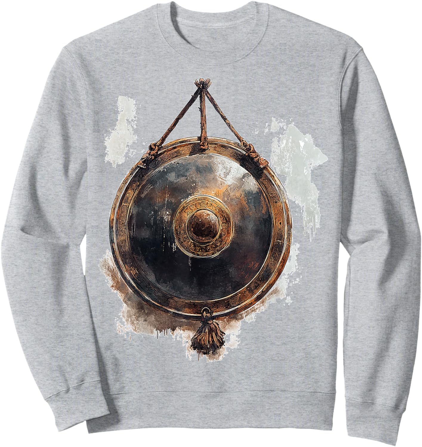 Gong Music Instrument Motif Artwork Gong Sweatshirt - Sweatshirt | Ash