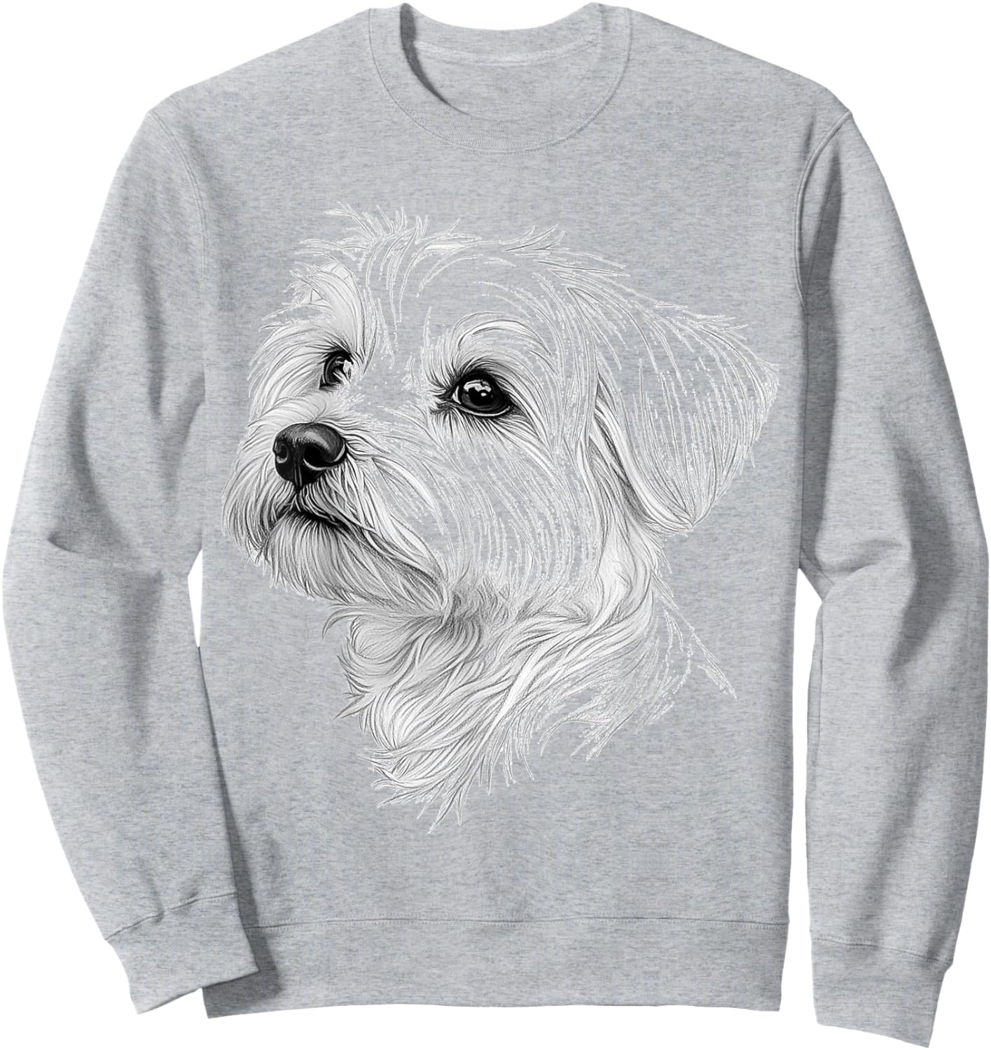 Maltese Dog Graphic Pet Illustration Maltese Women Kids Sweatshirt - Sweatshirt | Ash