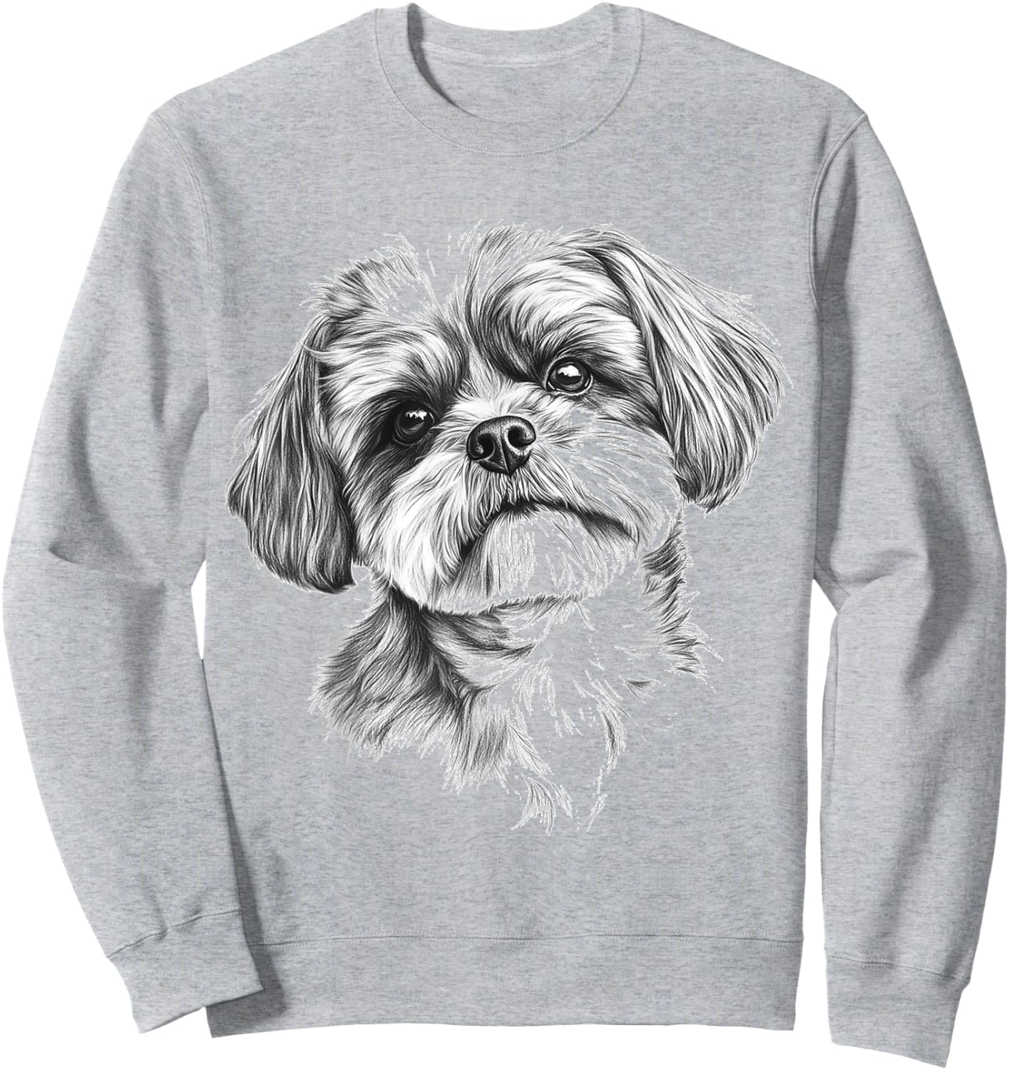 Shih Tzu Dog Motif Pet Illustration Shih Tzu Sweatshirt - Sweatshirt | Ash