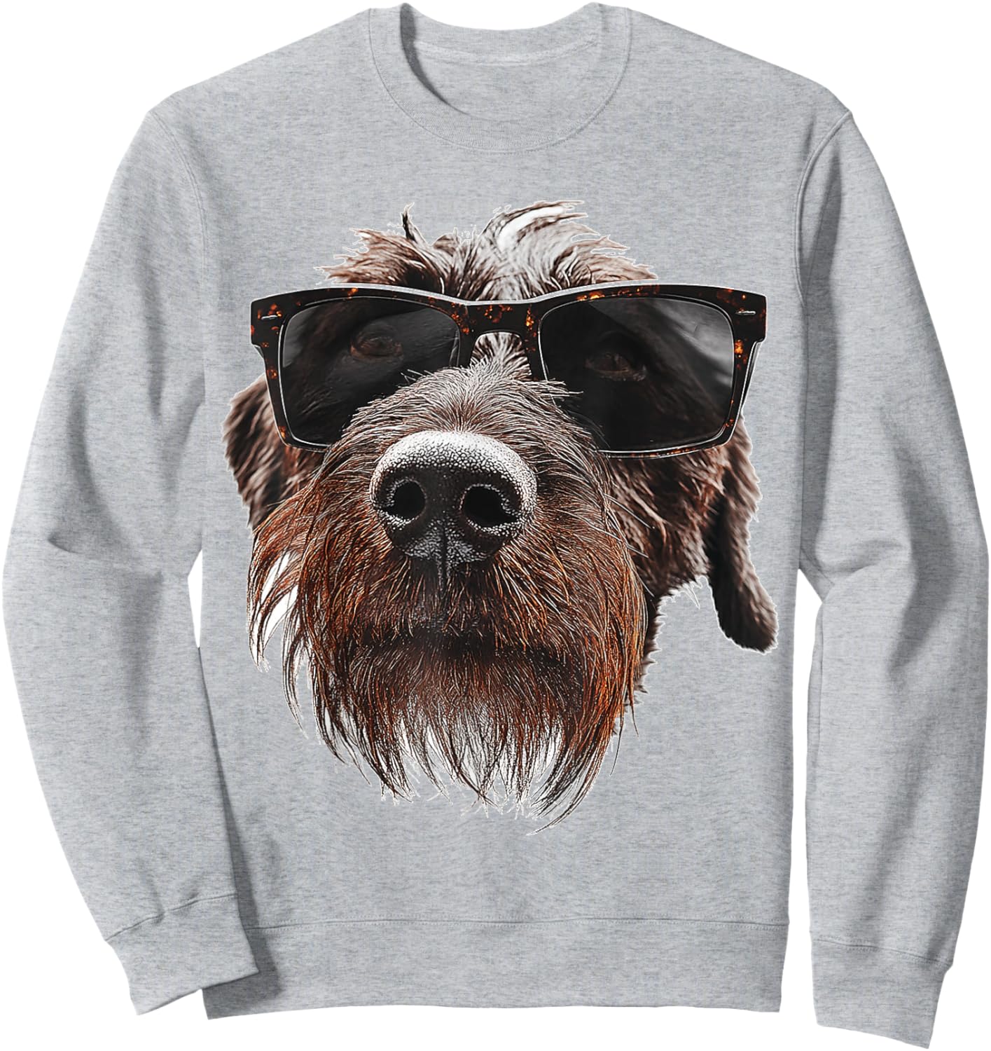 German Wirehaired Pointer Dog Graphic Pet Illustration Sweatshirt - Sweatshirt | Ash