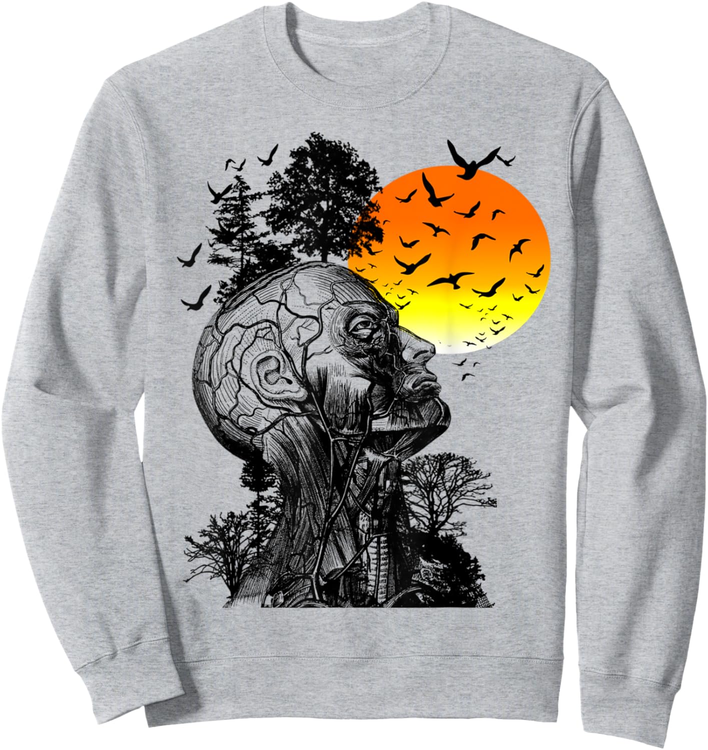 Hangover Human Tree Graphic Sweatshirt - Sweatshirt | Ash