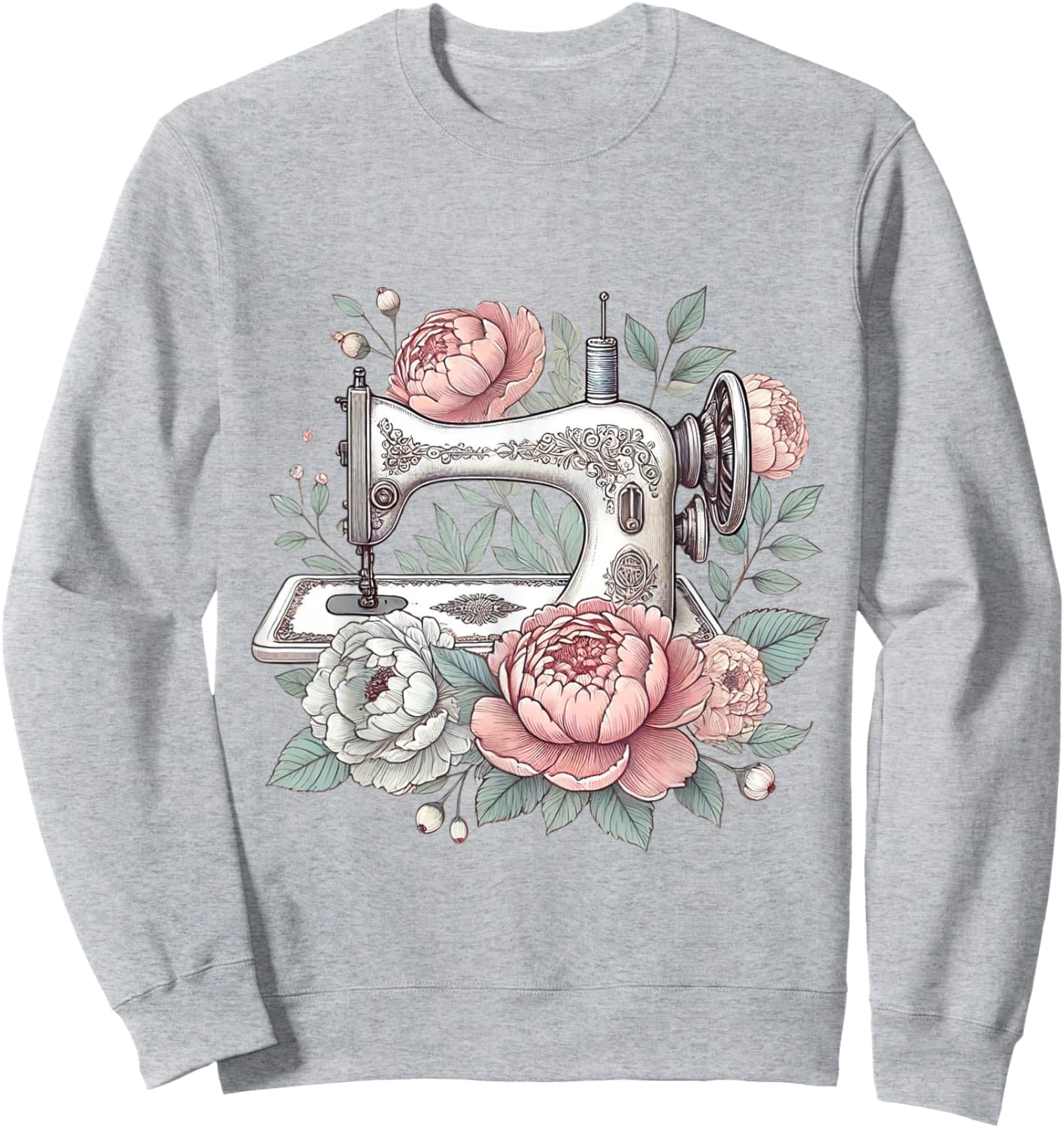Flowers Sewing Machine Craft Seamstress Vintage Sewing Sweatshirt - Sweatshirt | Ash