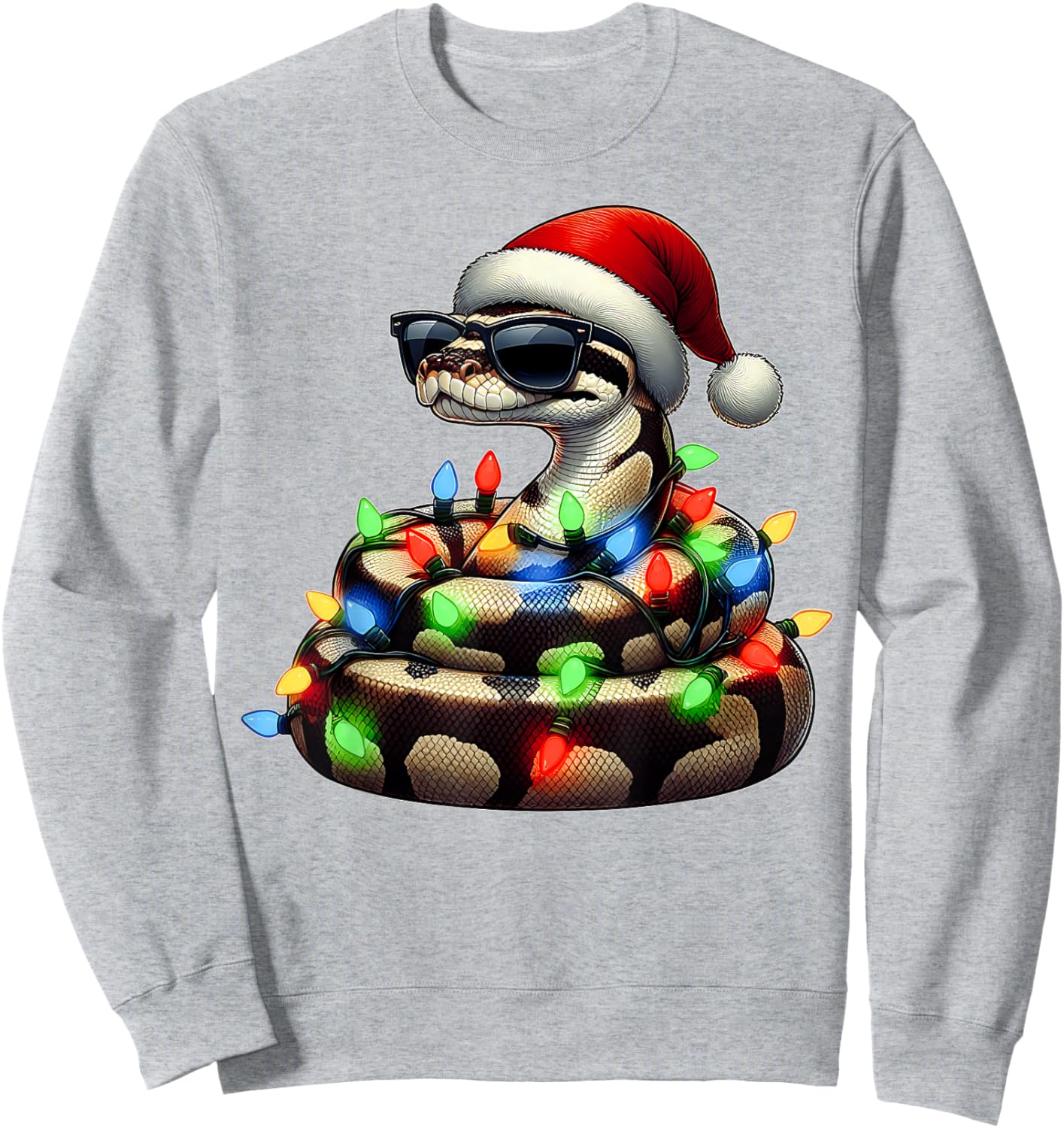 Ball Python Snake Sunglasses Cute Christmas Xmas Sweatshirt - Sweatshirt | Ash