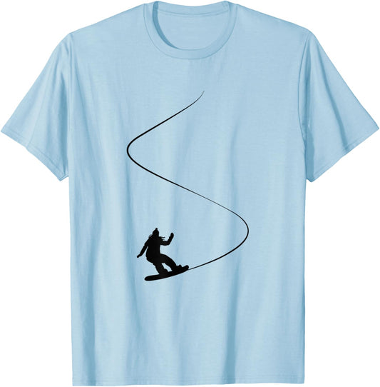 Drawn Simple Snowboard Girl T-Shirt - T-Shirt | Light Blue