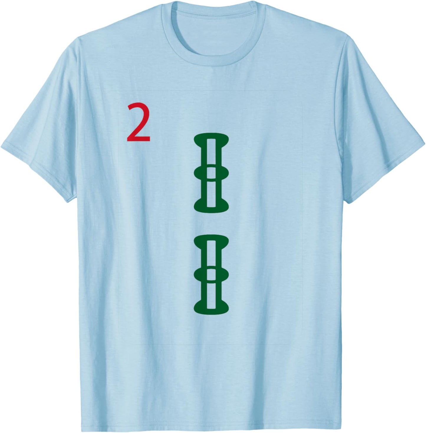Chinese Mah Jong Bamboo Sozu Two Tile Mahjong Costume T-Shirt - T-Shirt | Light Blue